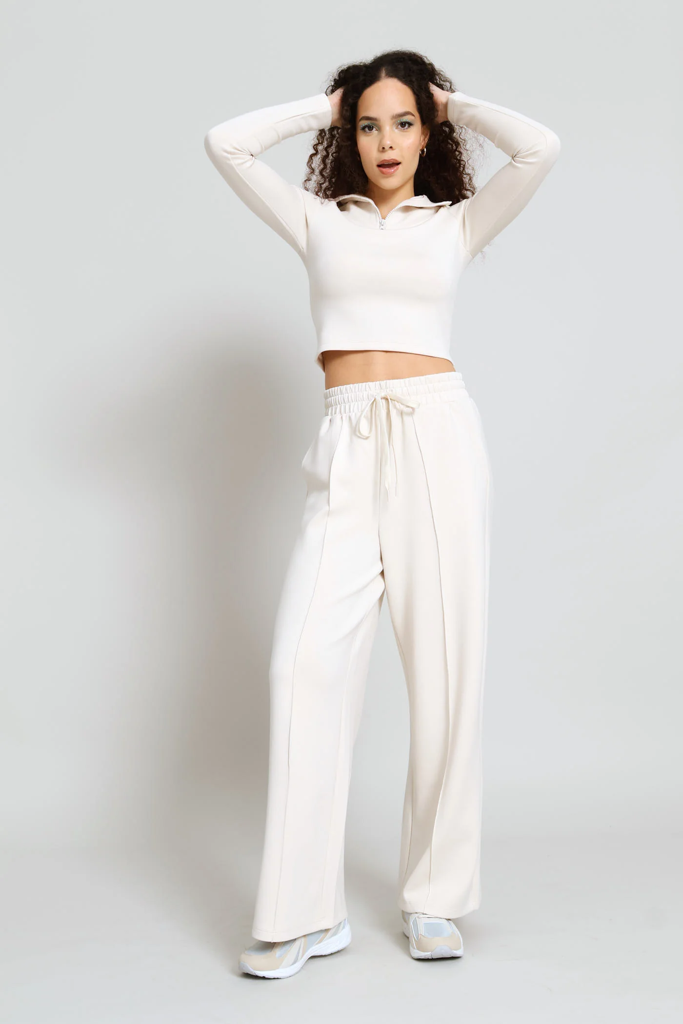 Soft Touch Quarter Zip Top - Cream - Image 4