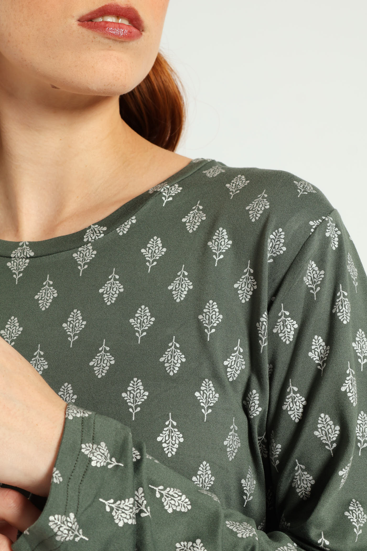 Soft Touch Silver Fern Top & Pant Set - Mid Green - Image 2