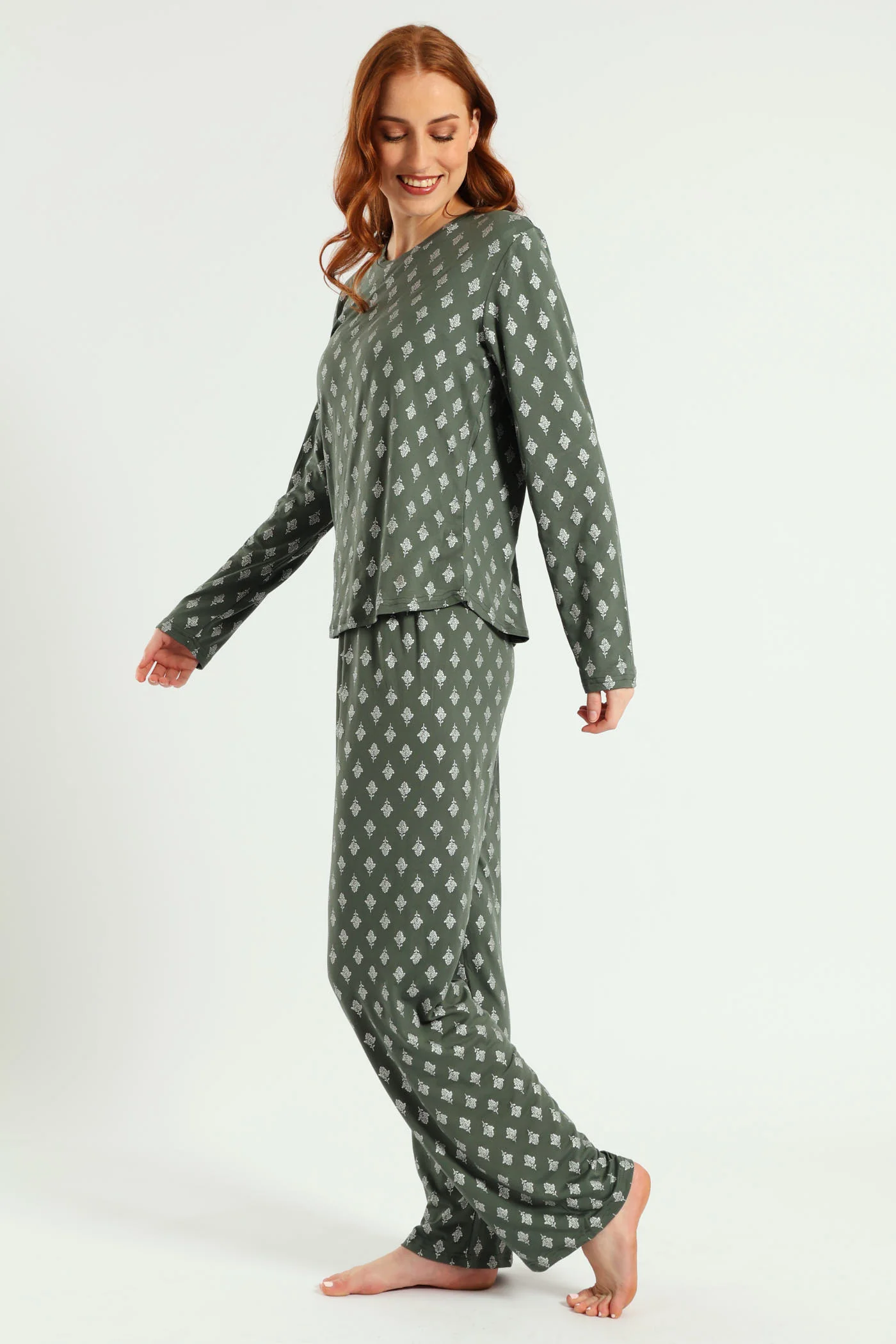 Soft Touch Silver Fern Top & Pant Set - Mid Green - Image 3