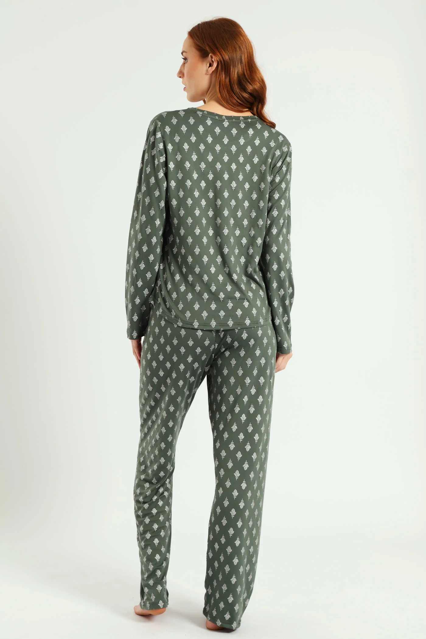 Soft Touch Silver Fern Top & Pant Set - Mid Green - Image 4
