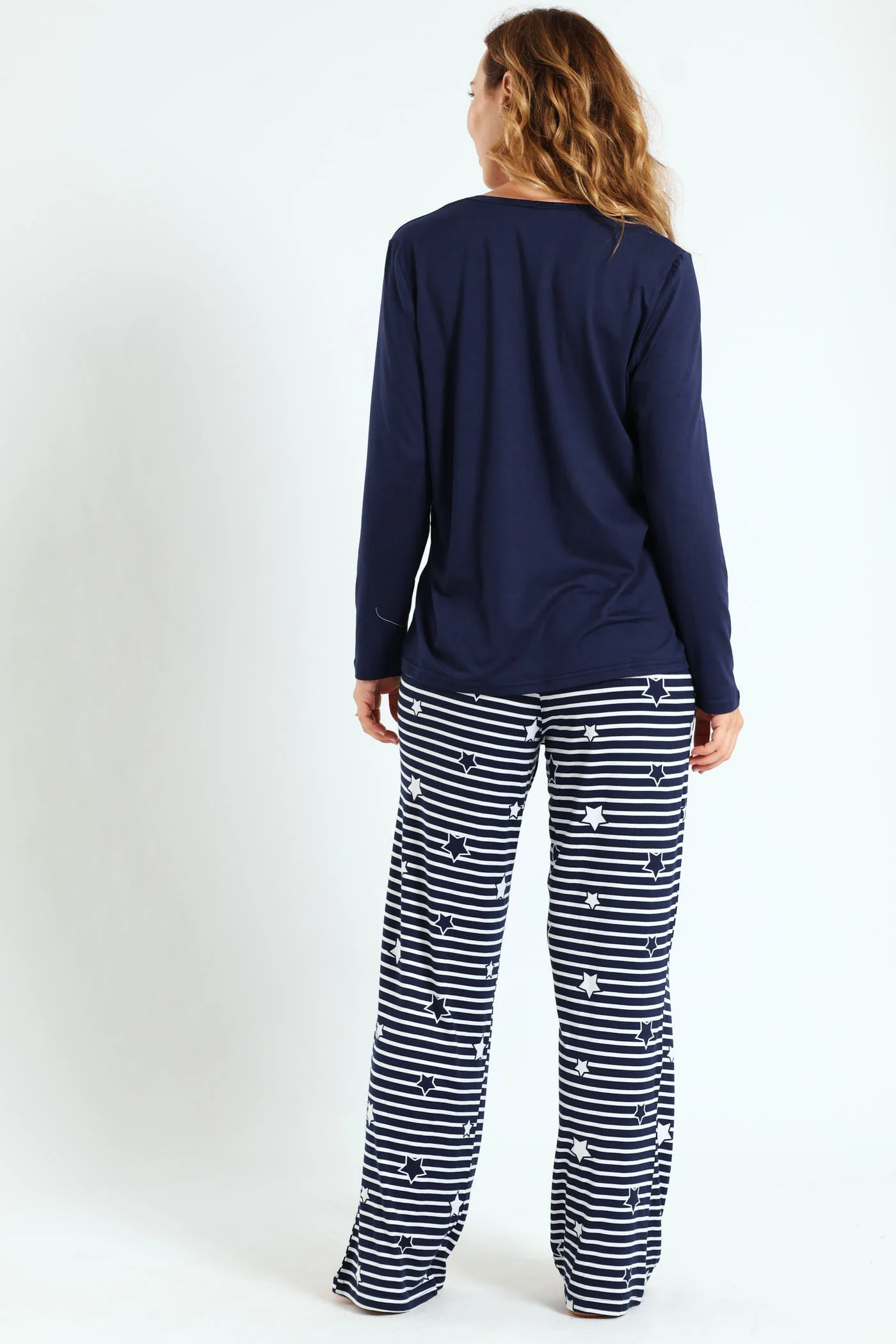 Soft Touch Snooze O'clock Long Sleeve Top & Pants Set - Navy - Image 3