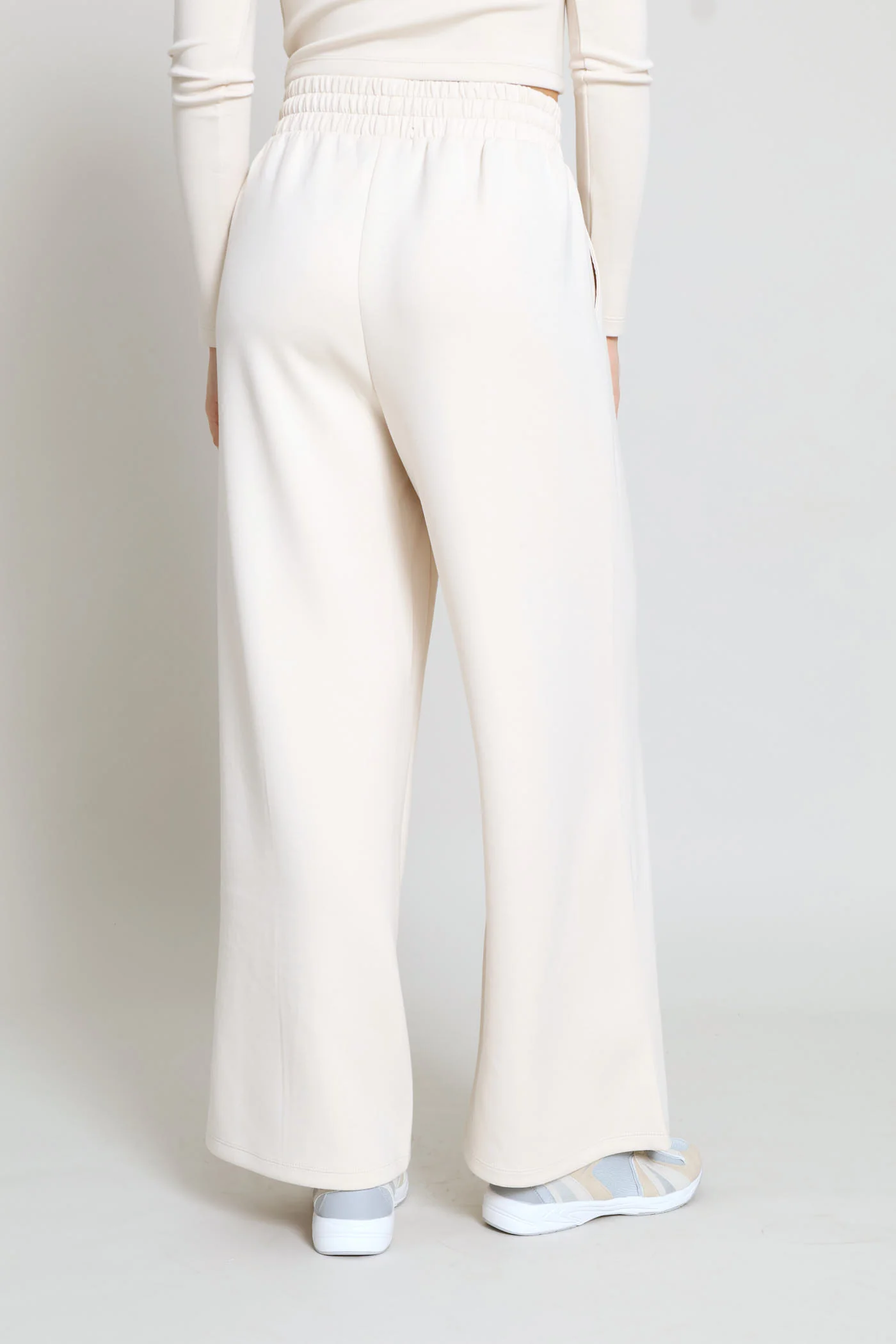 Soft Touch Wide Leg Trackpant - Cream - Image 5