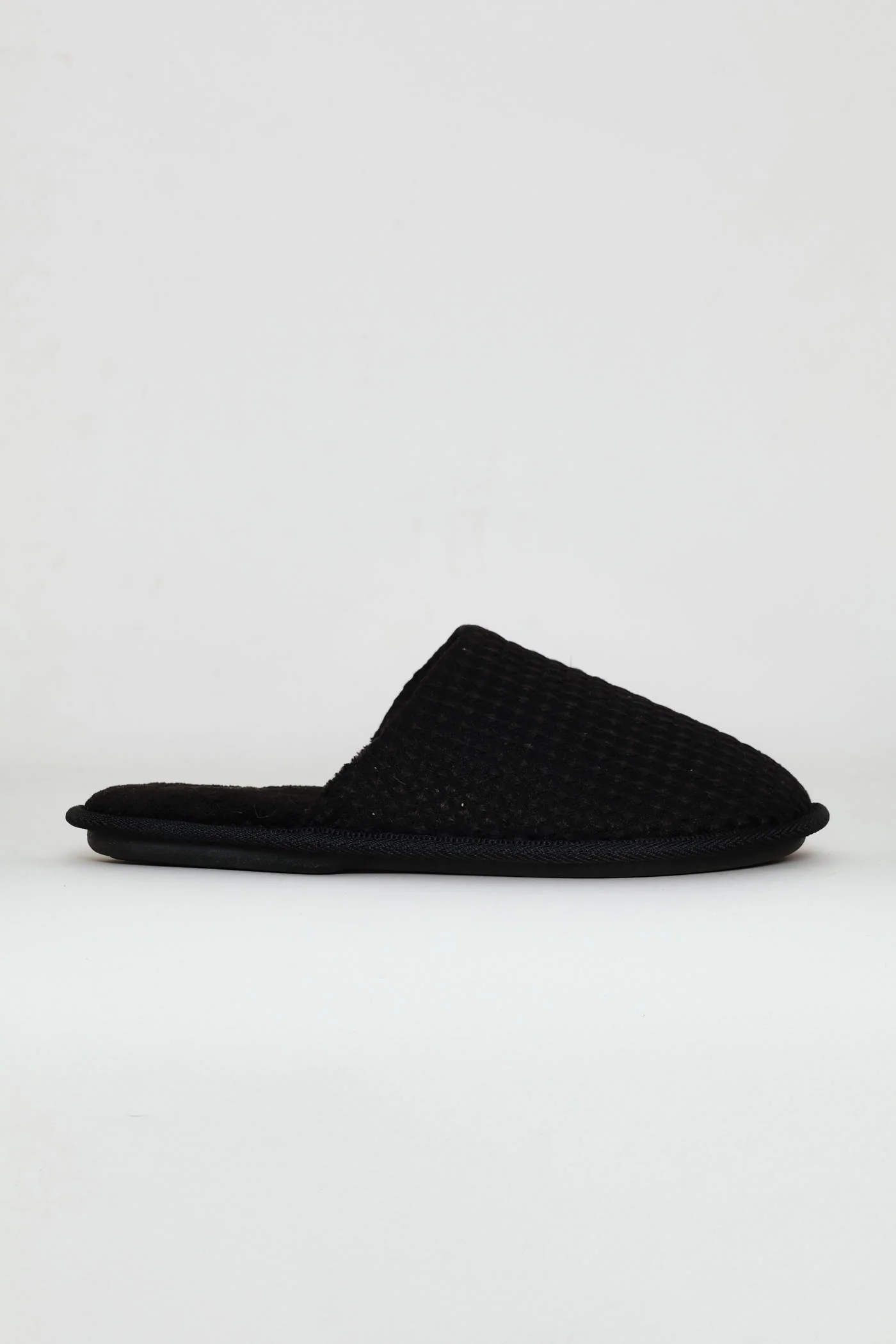Soft Waffle Knit Upper Slipper - Black - Image 3