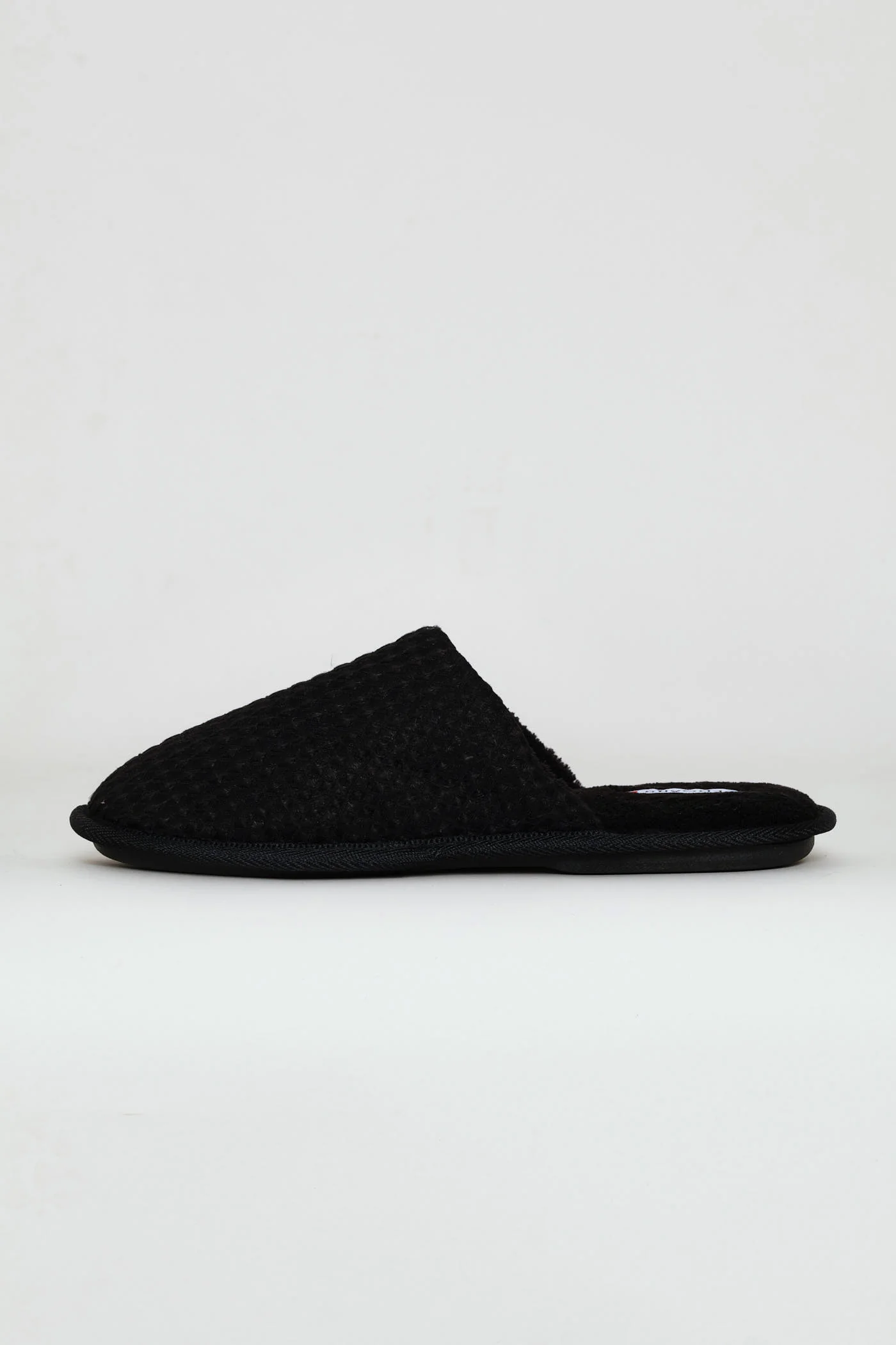 Soft Waffle Knit Upper Slipper - Black - Image 4