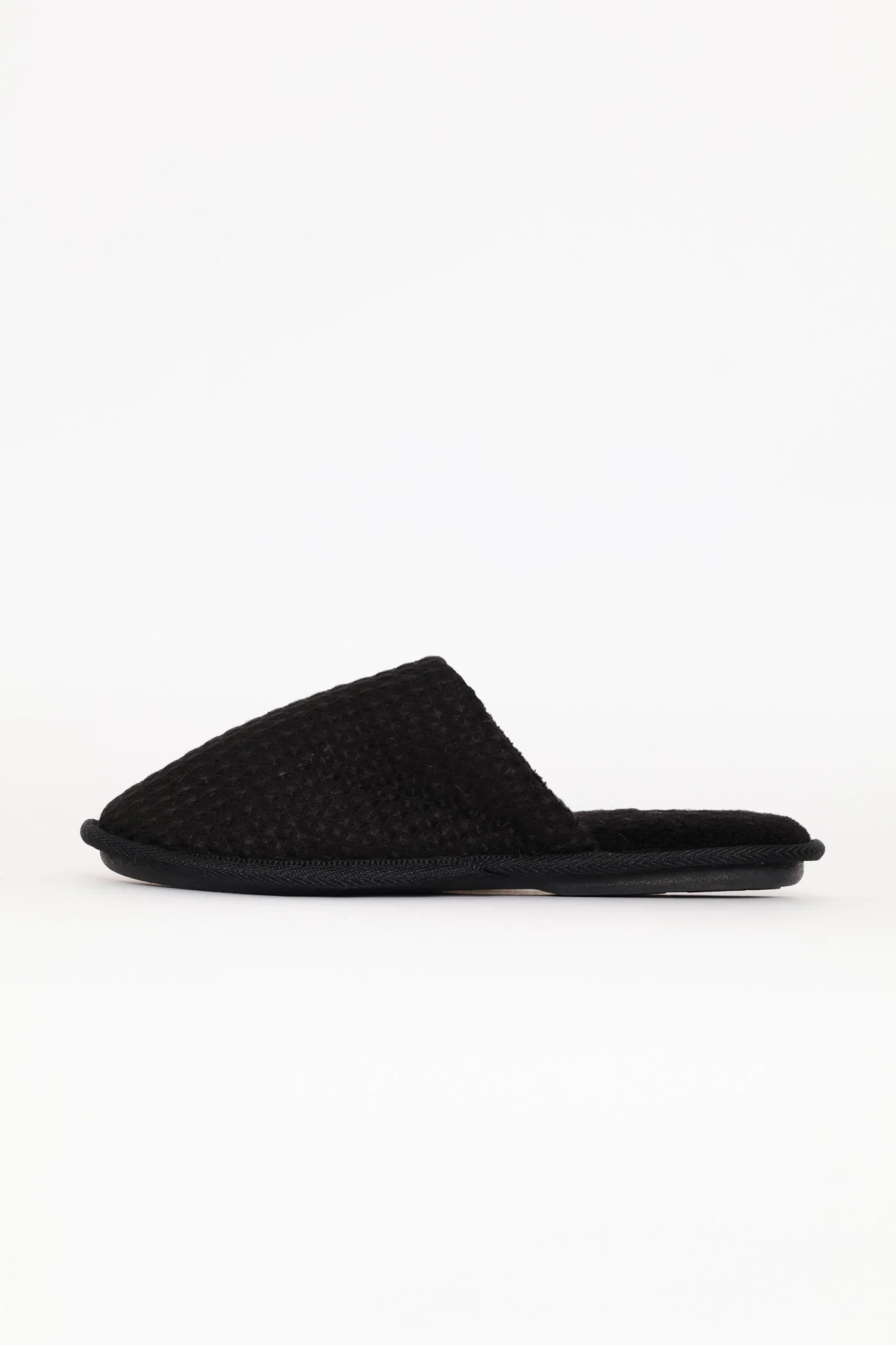Soft Waffle Knit Upper Slipper - Black - Image 8