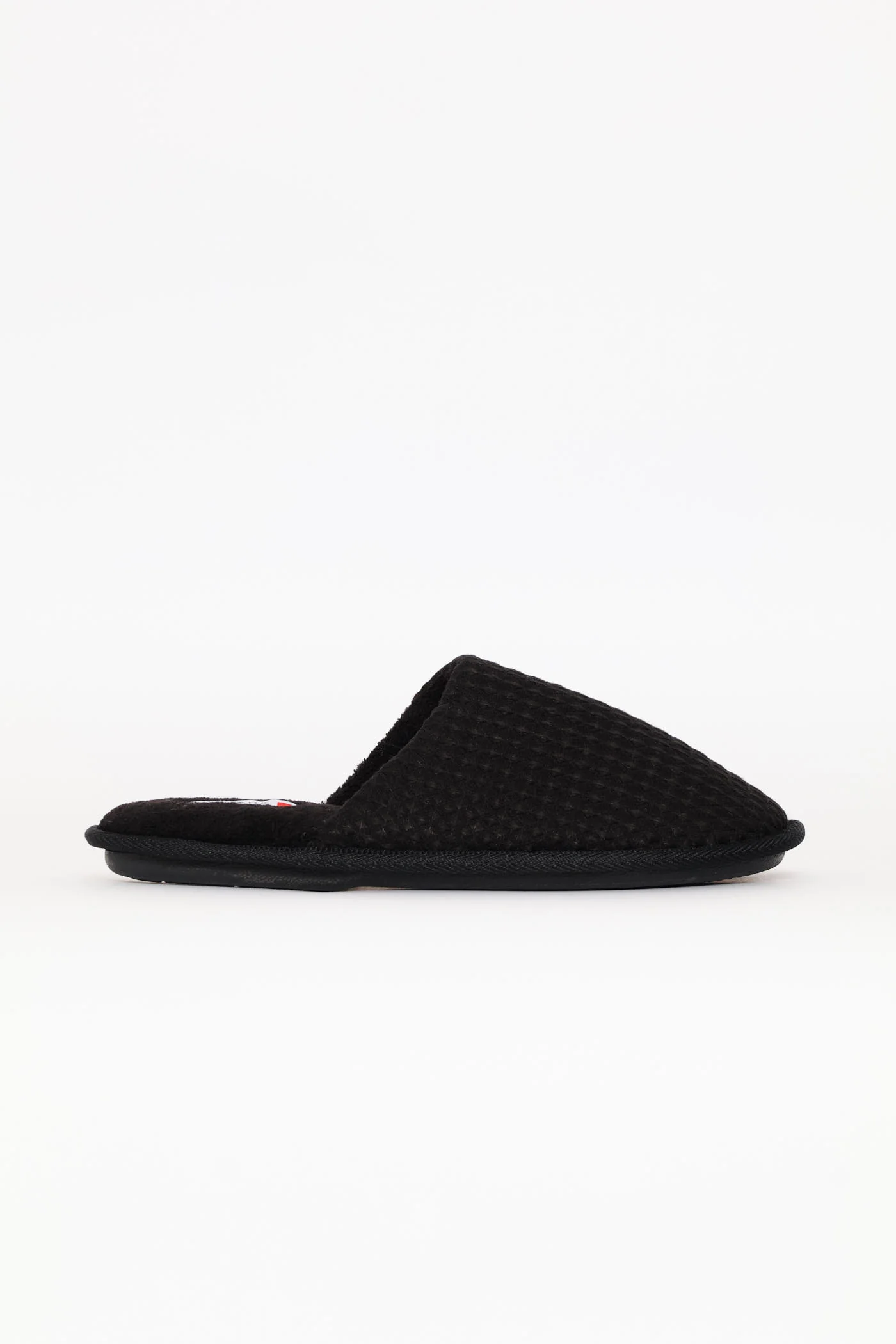 Soft Waffle Knit Upper Slipper - Black - Image 9