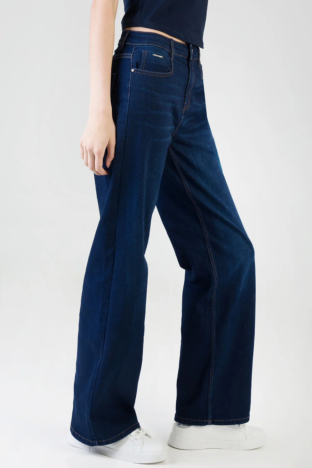 Sophia High Waist Wide Leg Denim - Dark Wash - Image 5