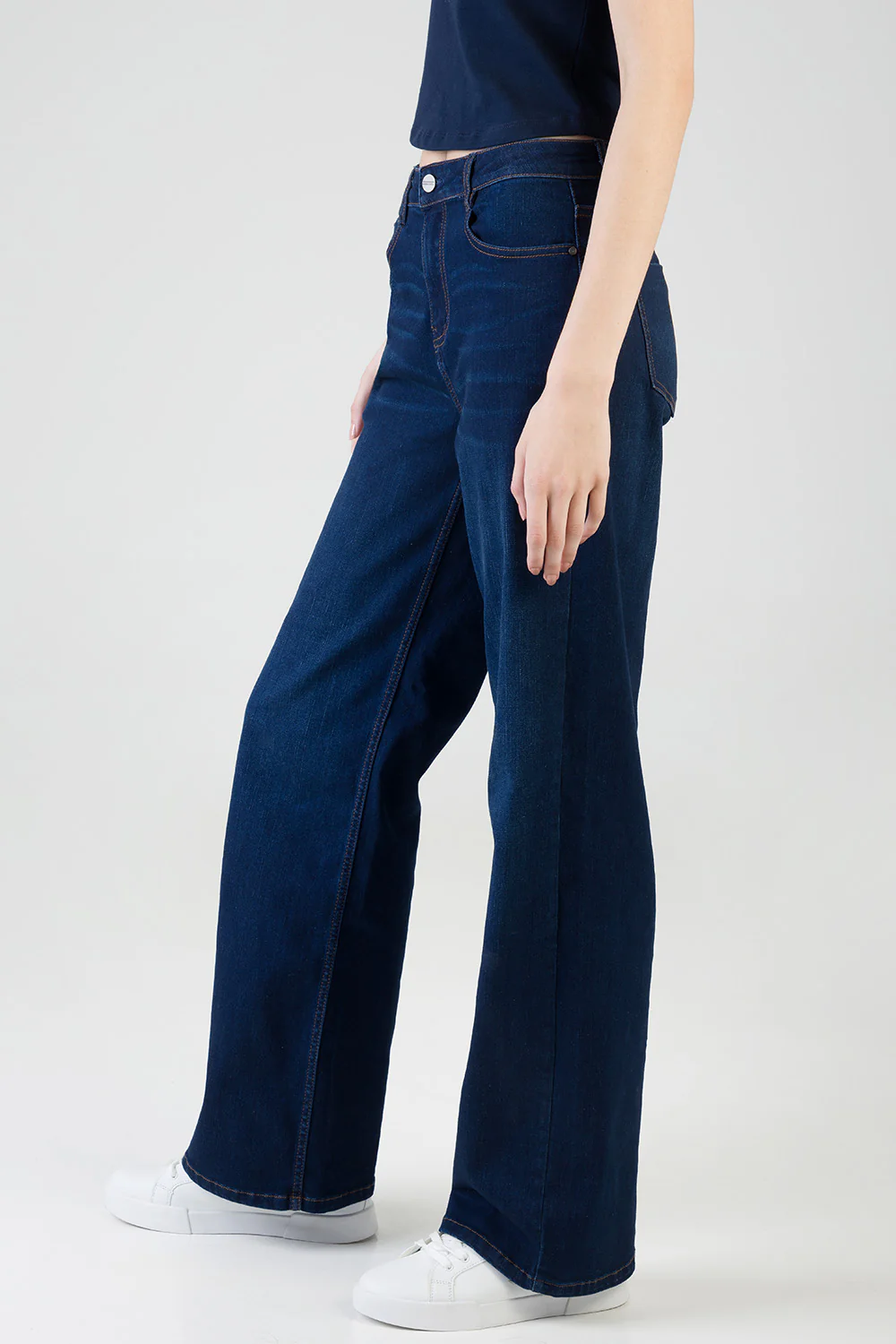 Sophia High Waist Wide Leg Denim - Dark Wash - Image 6