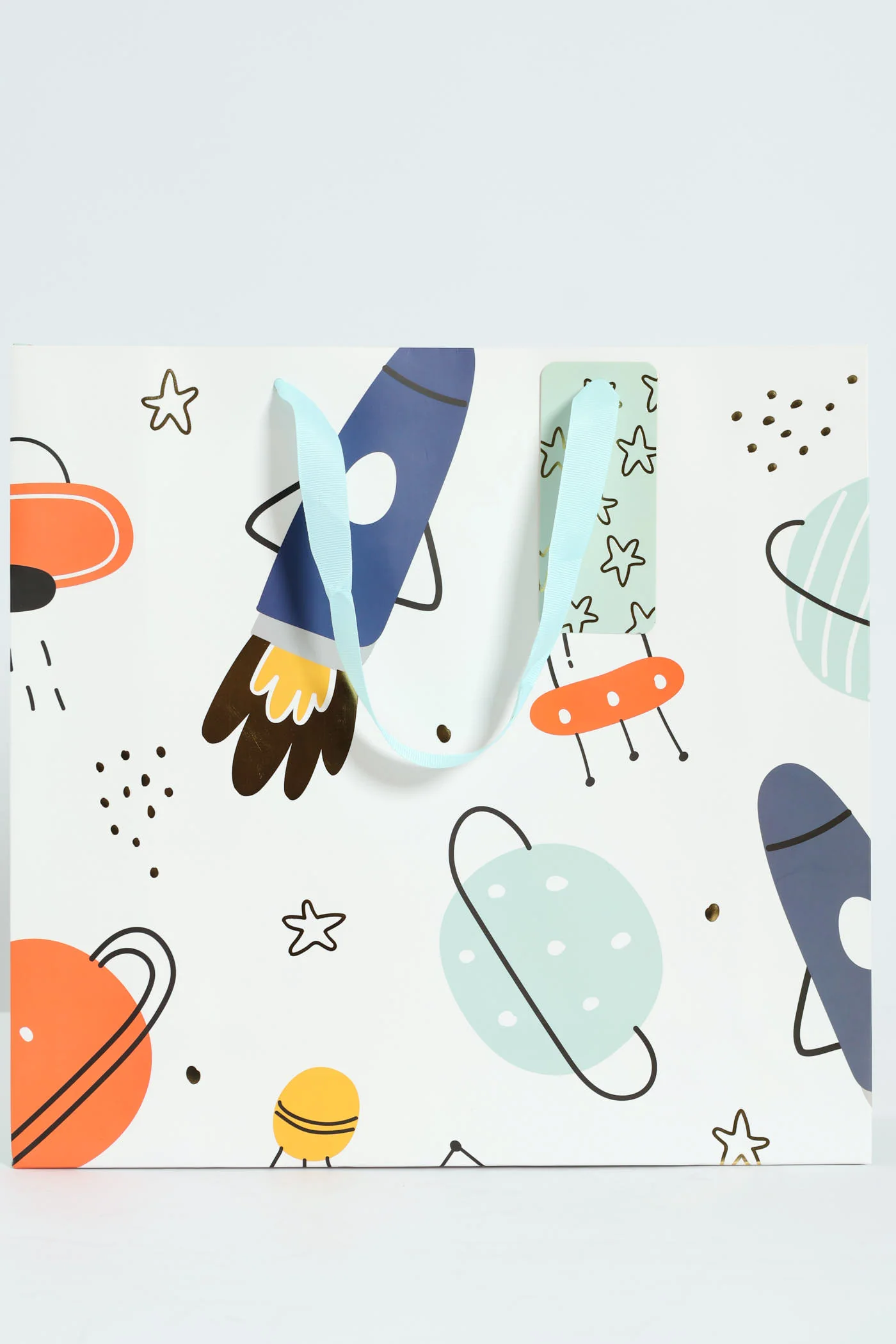 Space Rocket Gift Bag - Duck Egg - Image 3