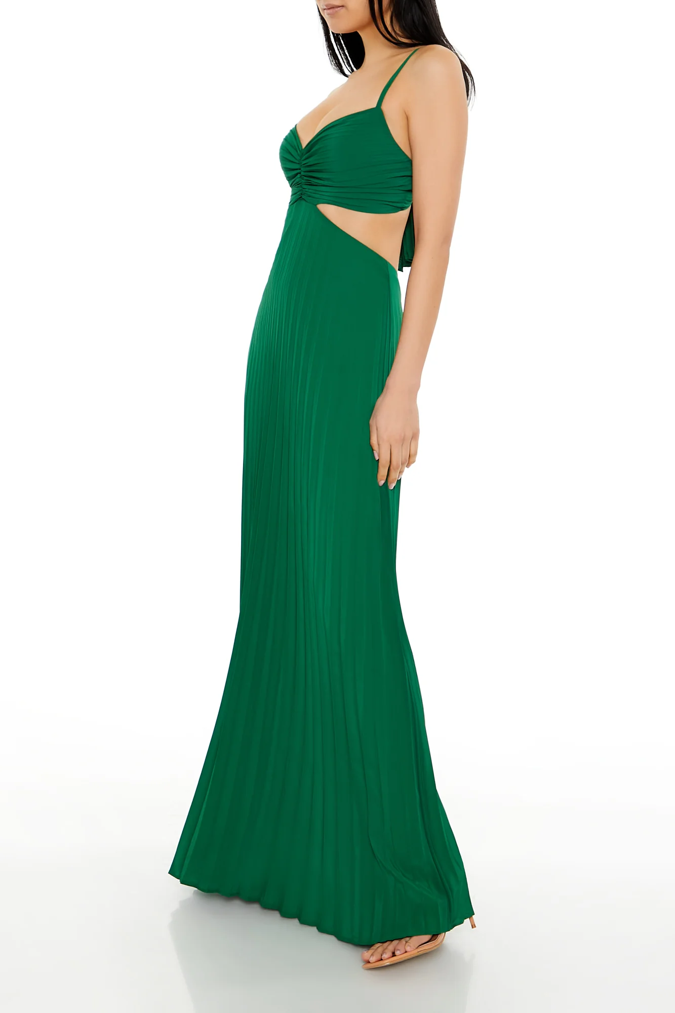 Spaghetti Strap Maxi Dress - Green - Image 3