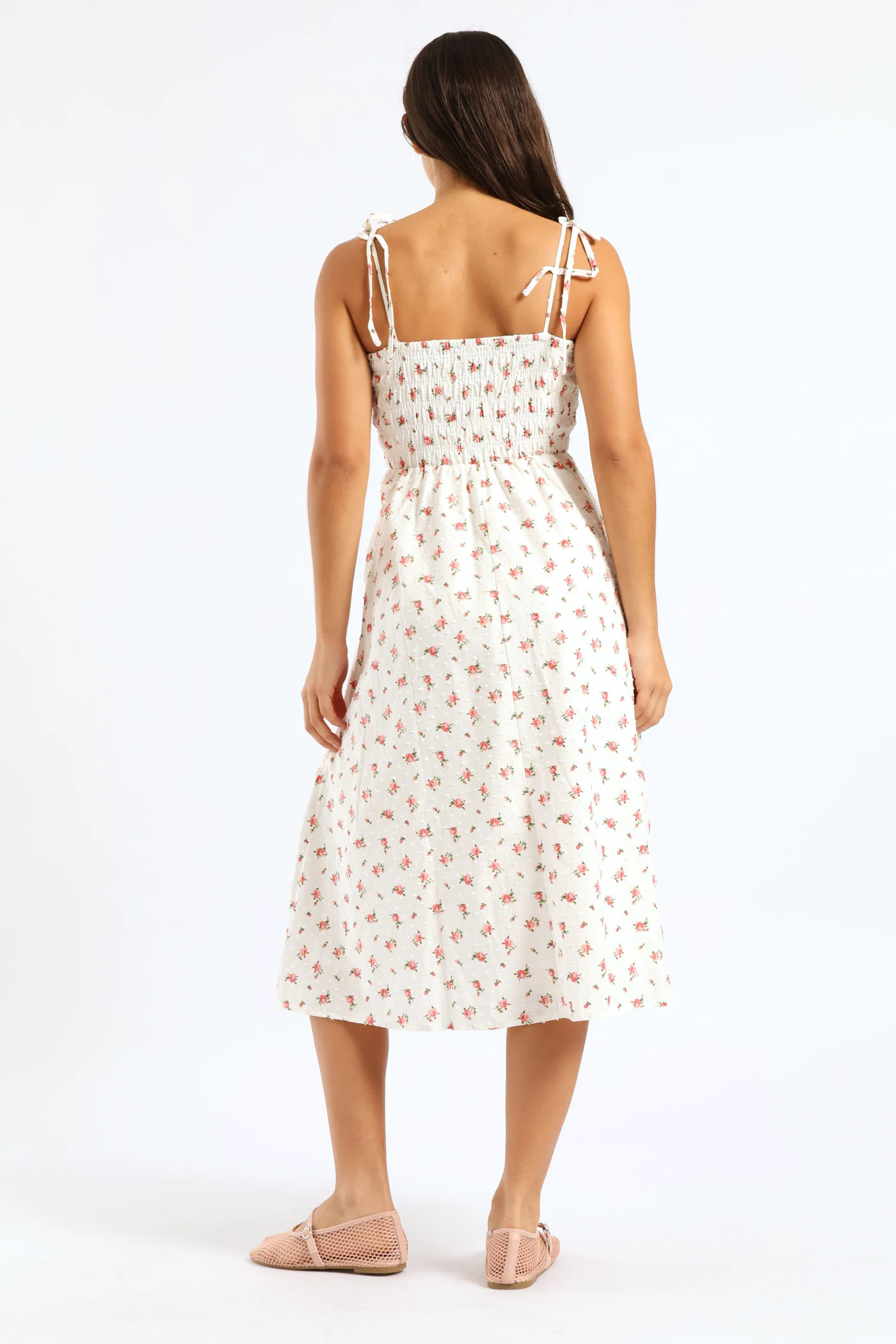 Spaghetti Strap Mini Dress - Cream - Image 4