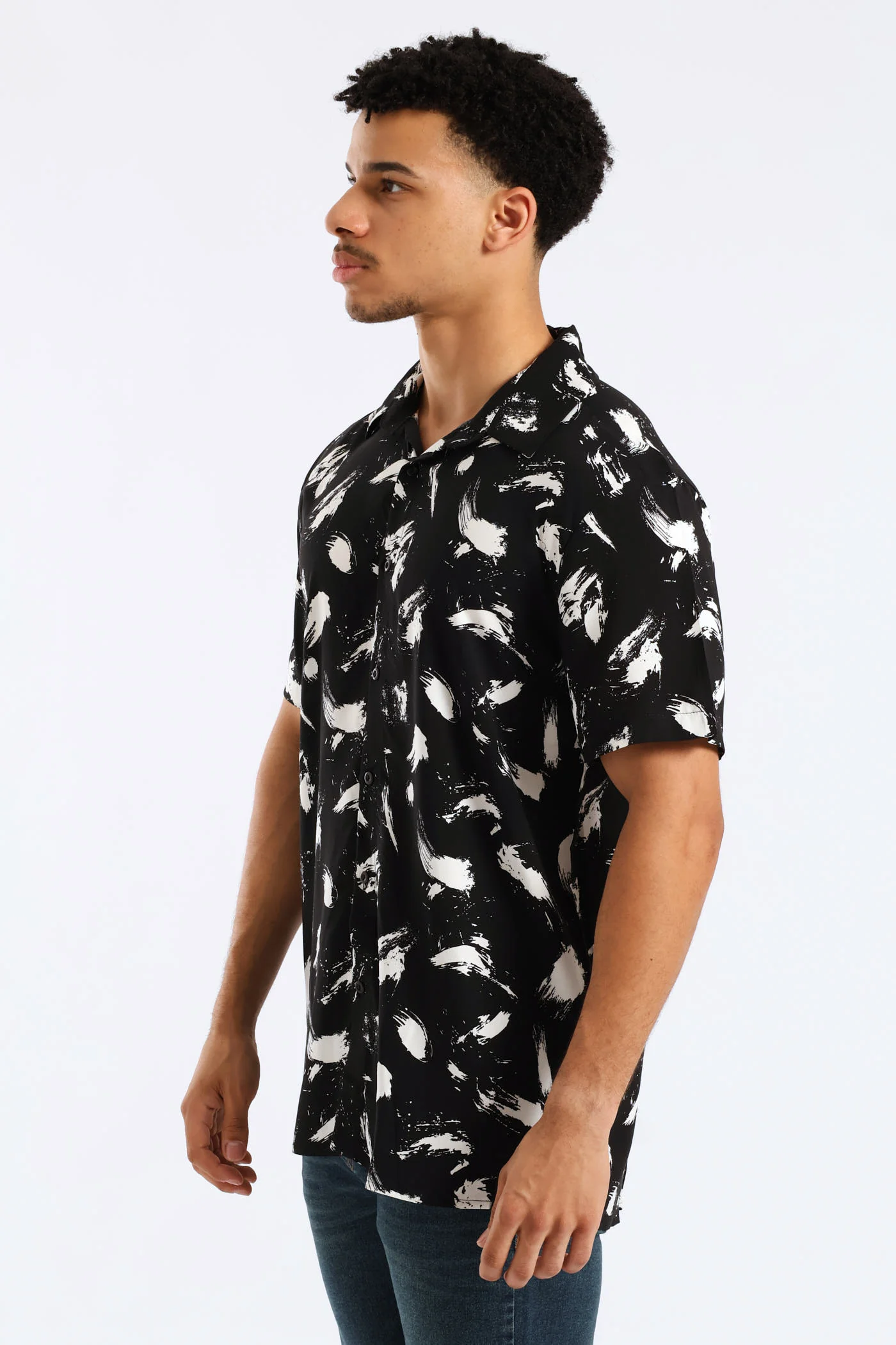 Splash Viscose Print Shirt - Black - Image 3