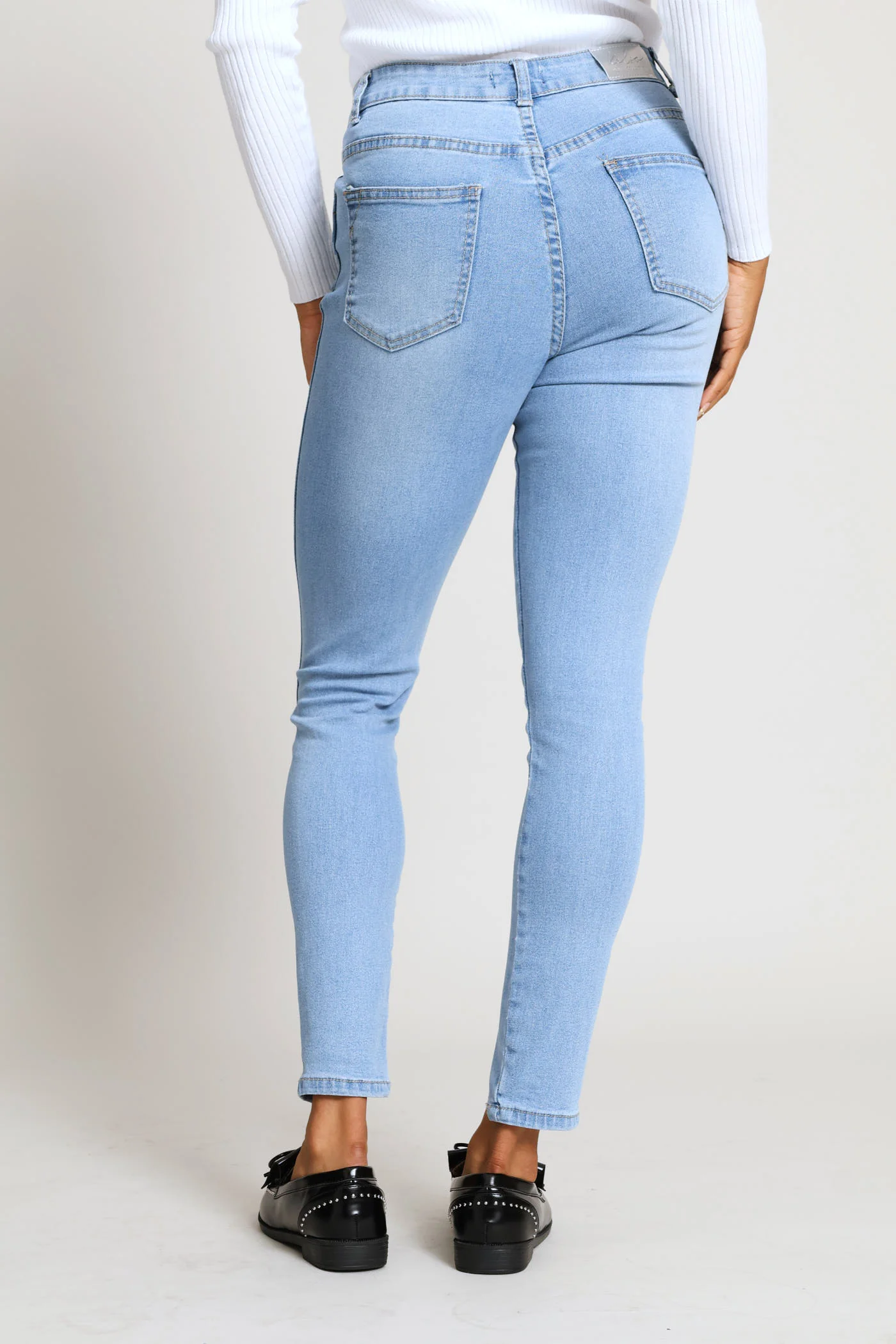 Split Hem Skinny Denim - Light Wash - Image 7