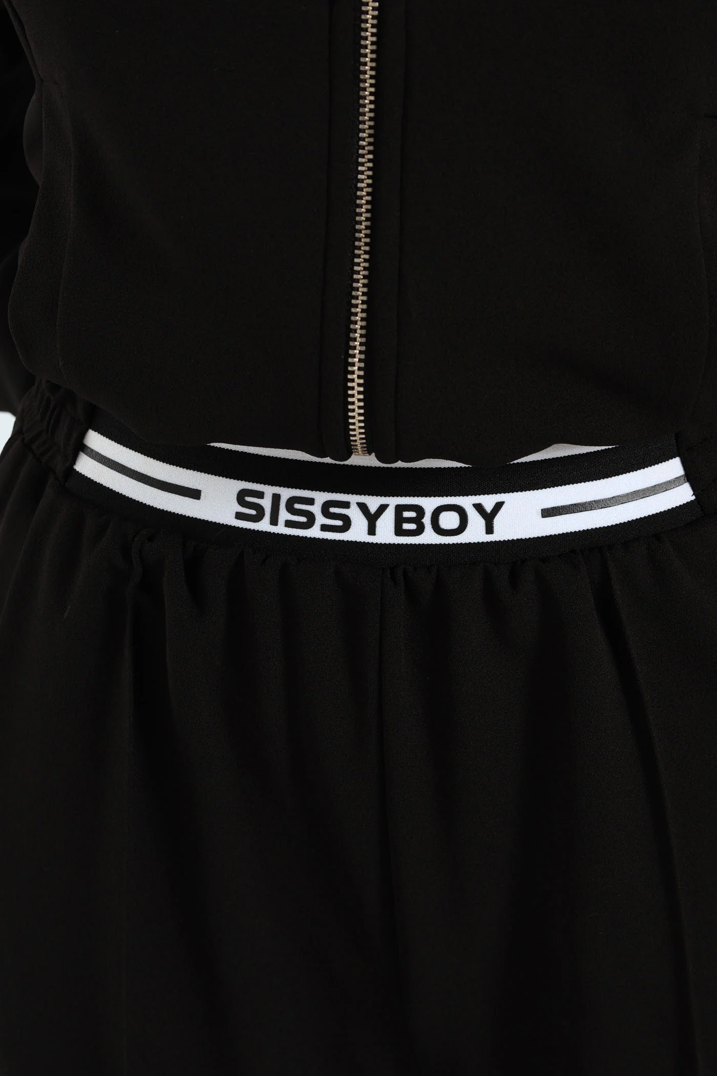 Sporty Wide Leg Track Pants - Black - Image 3