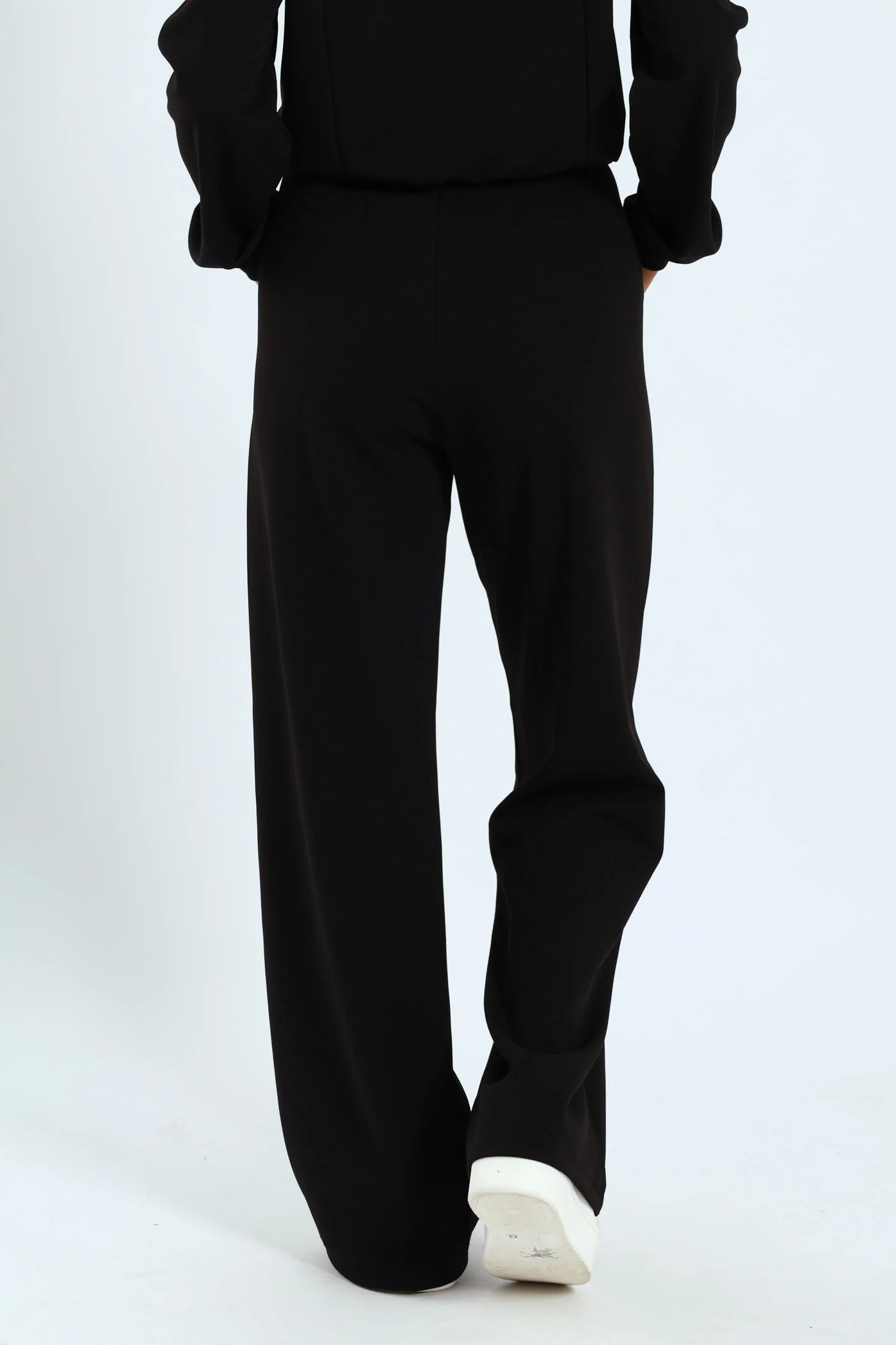 Sporty Wide Leg Track Pants - Black - Image 5