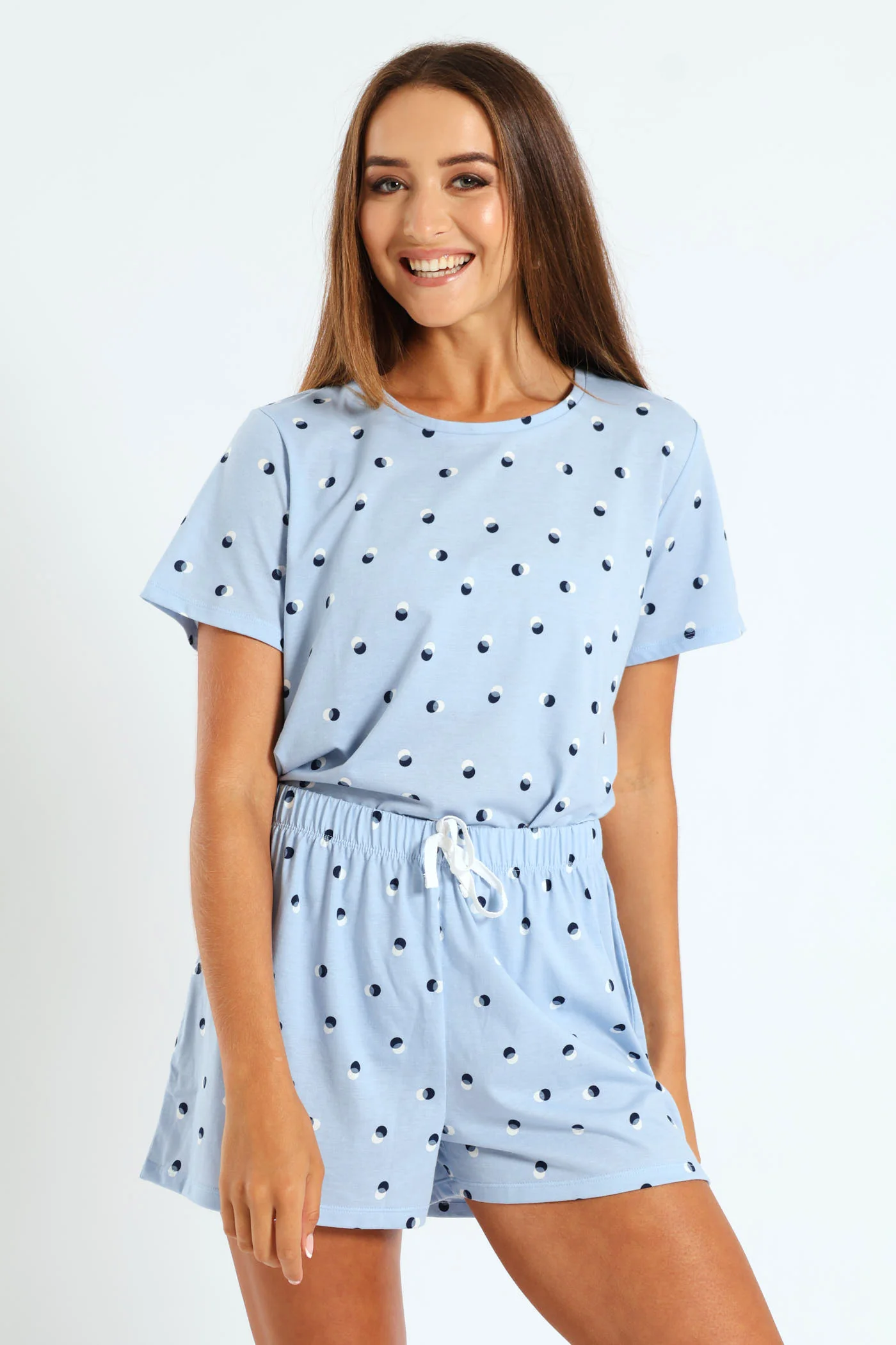 Spot Knit Sleep Short - Light Blue - Image 2