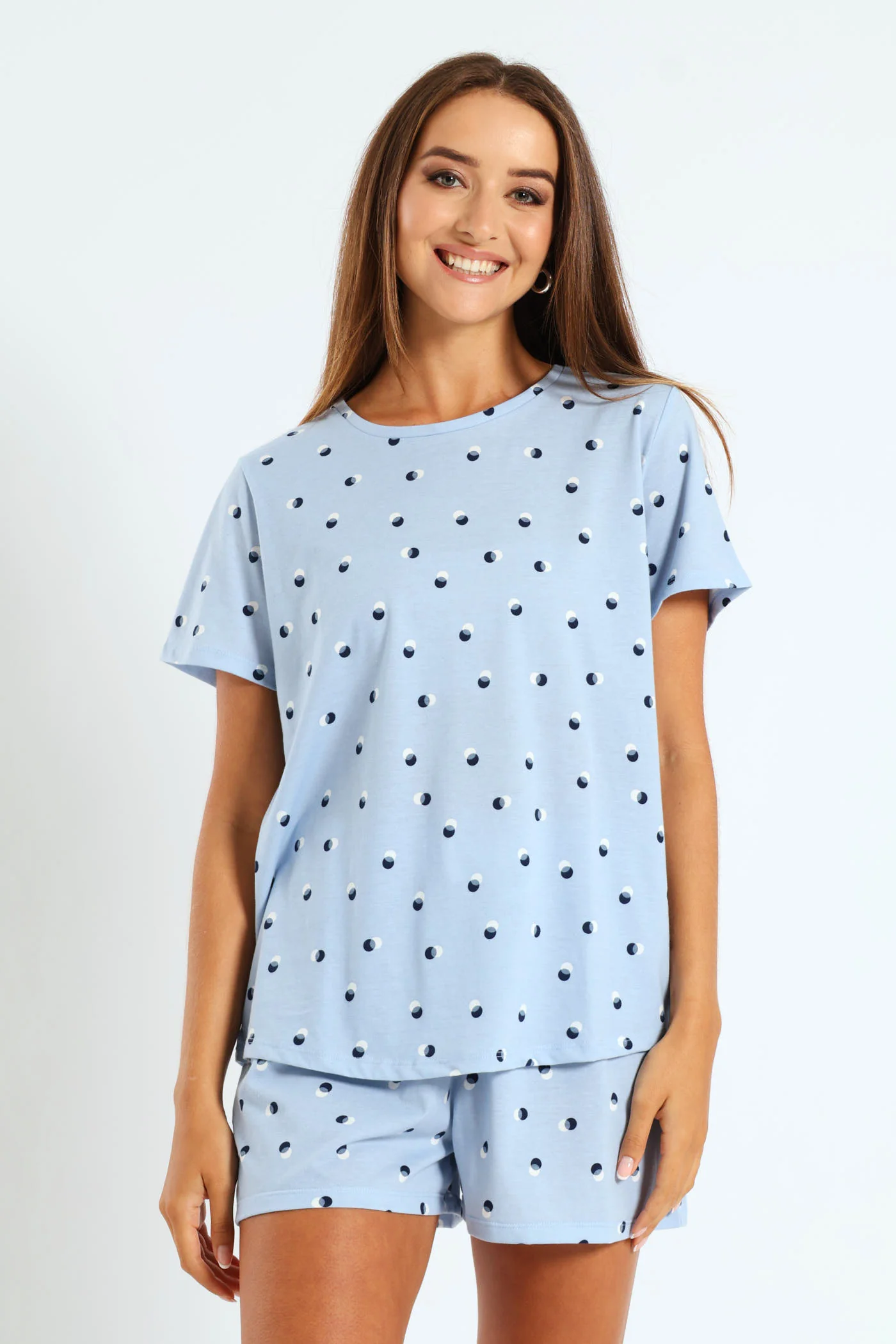 Spot Knit Sleep Tee - Light Blue - Image 2