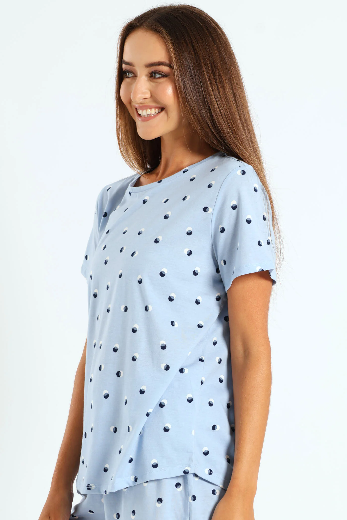 Spot Knit Sleep Tee - Light Blue - Image 3
