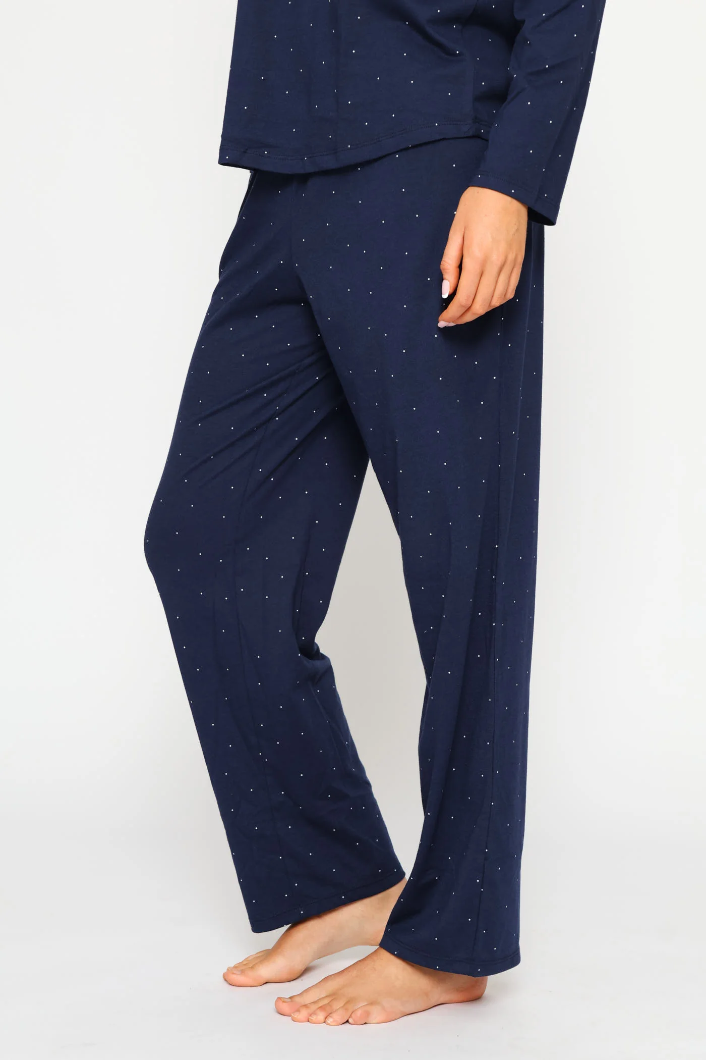Spot Knit Straight Leg Pant - Navy - Image 4