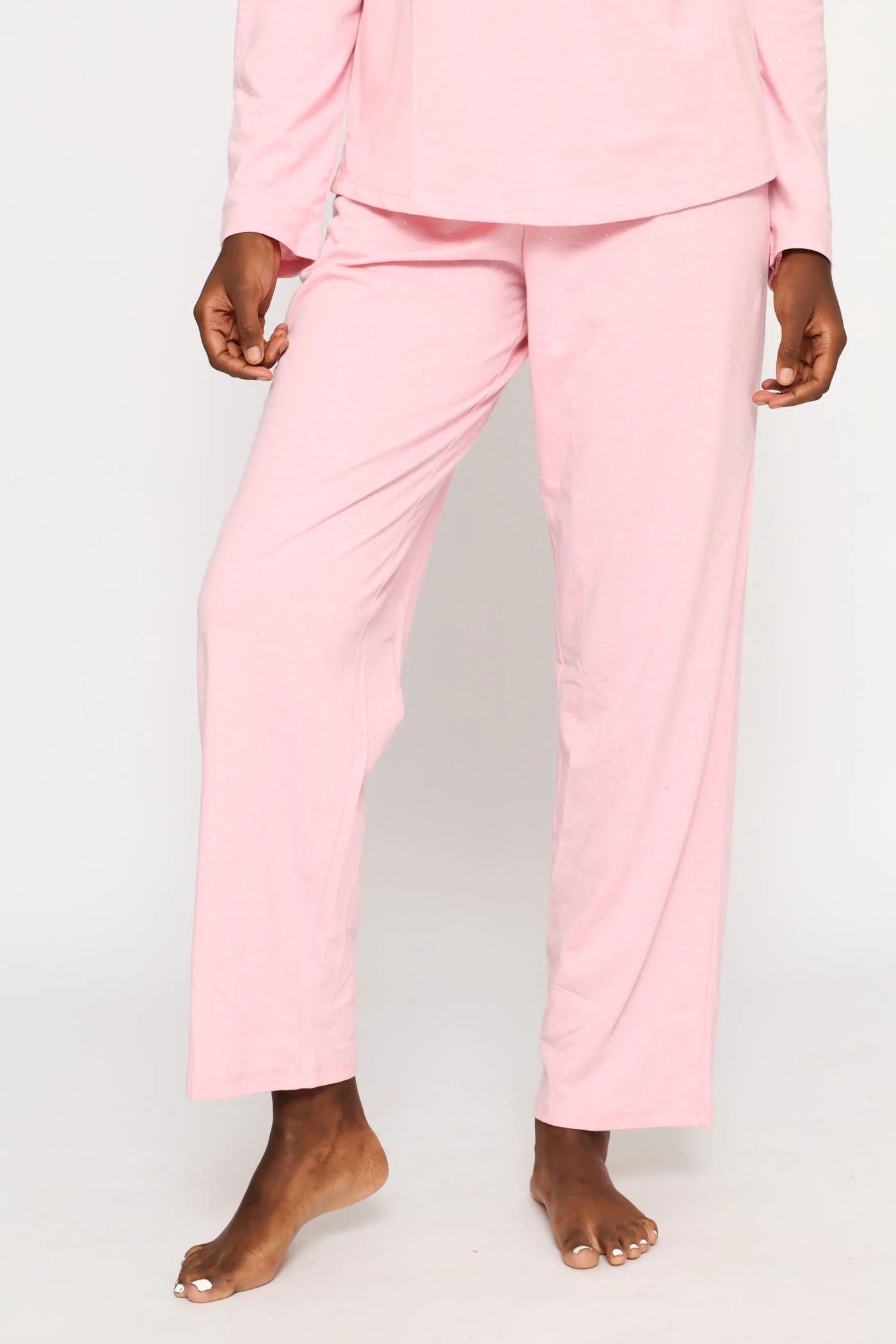Spot Knit Straight Leg Pant - Pink - Image 3