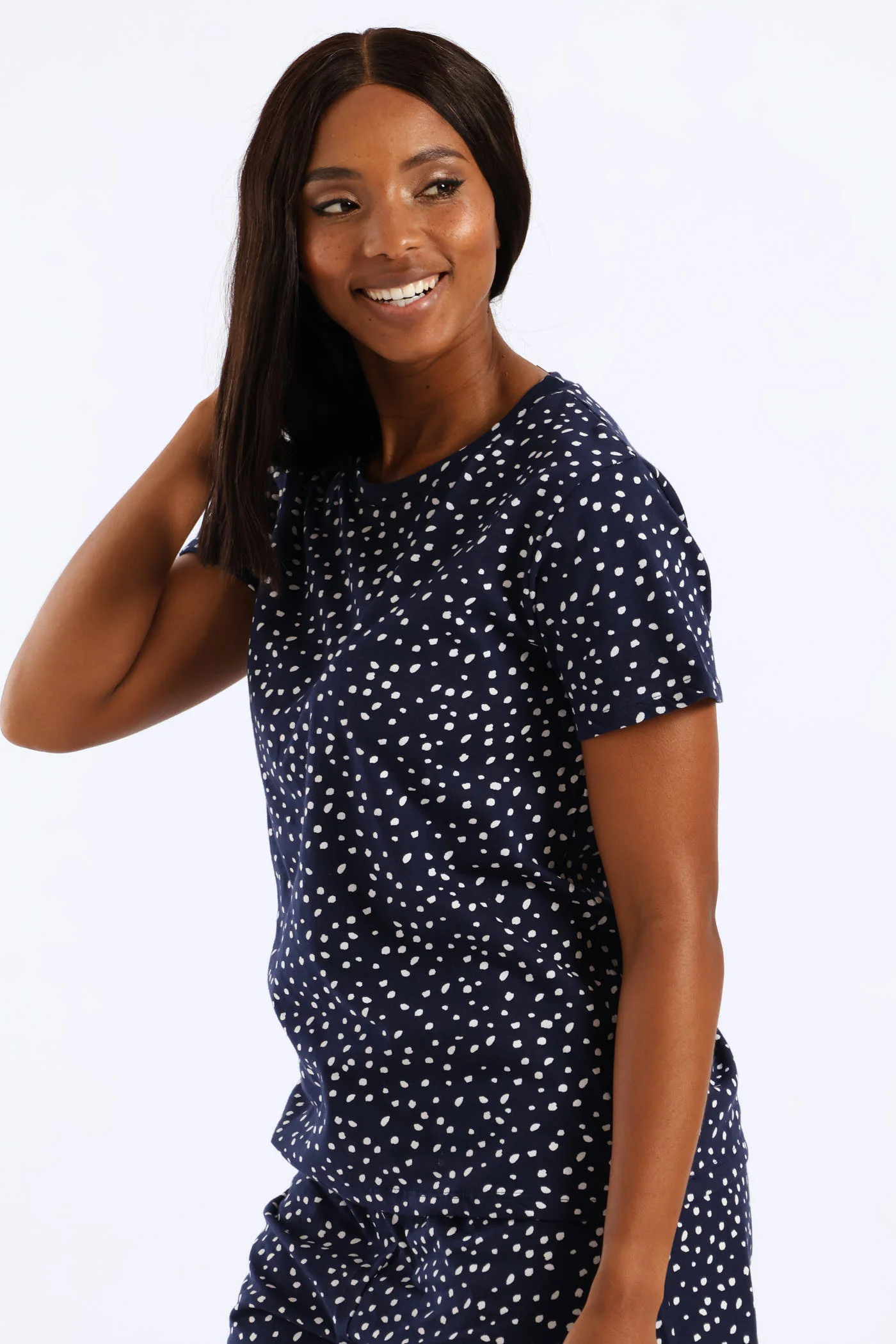 Spots Sleep Tee - Navy/White - Image 4