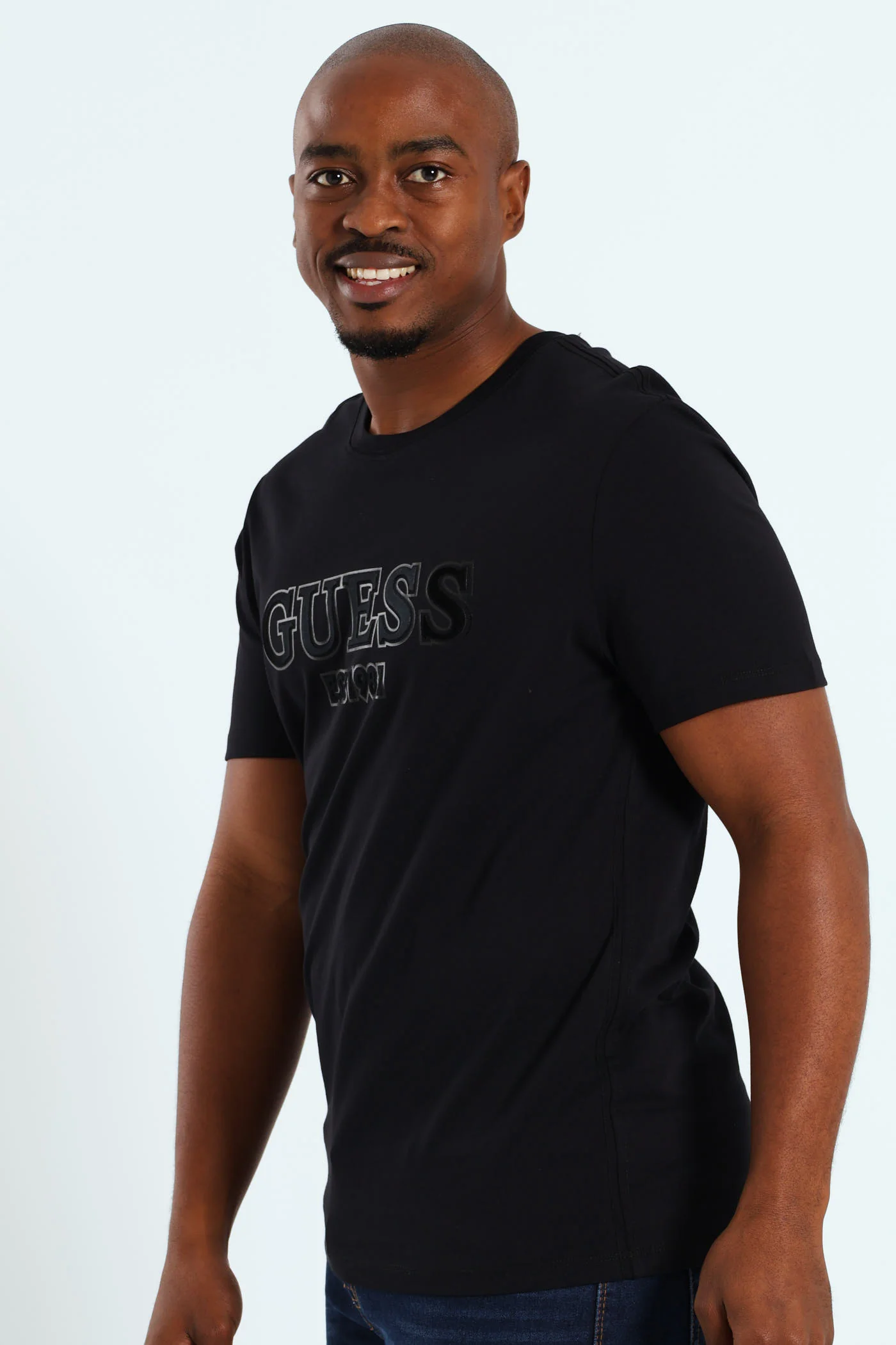 Sprayed Flock Logo Tee - Black - Image 2