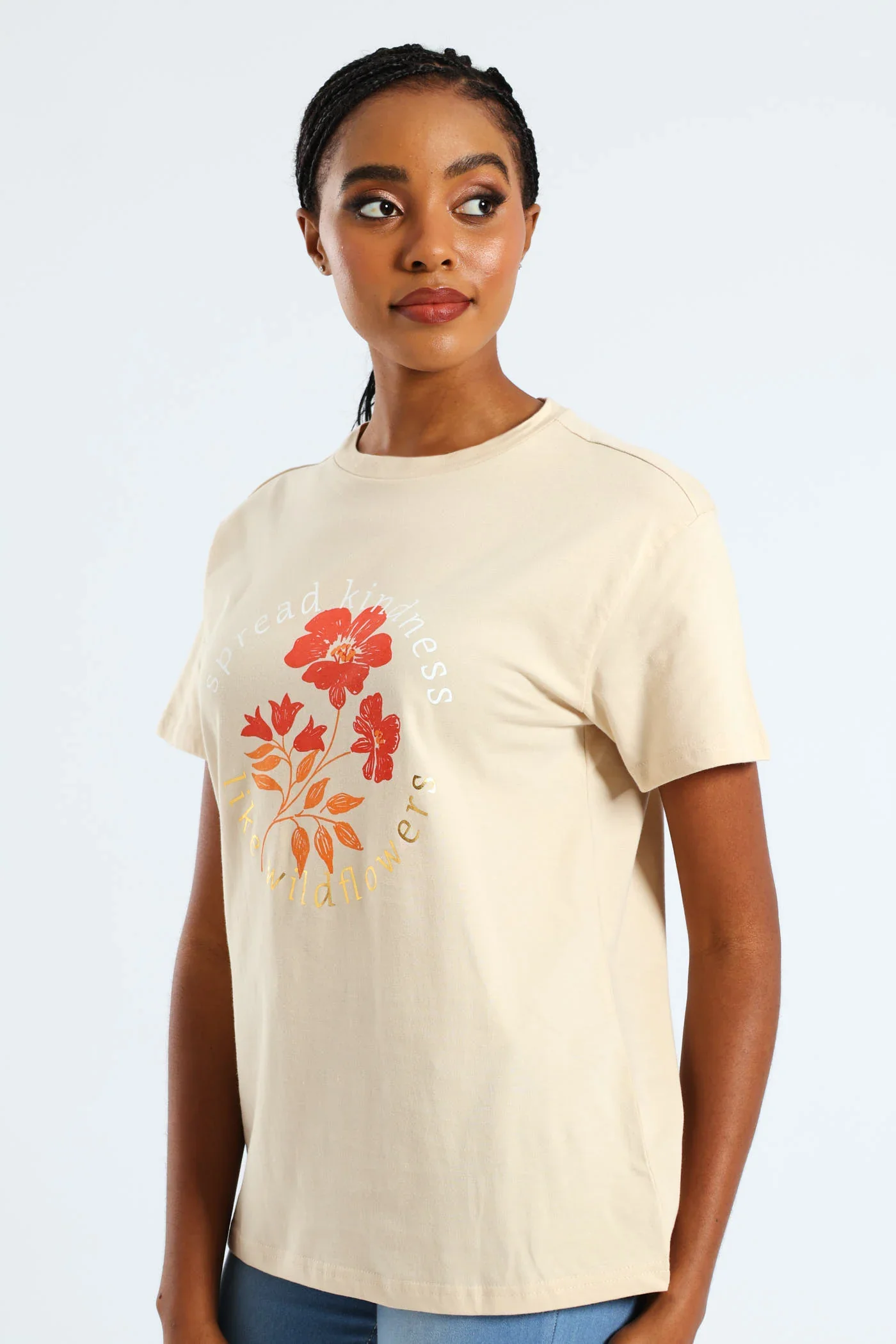 Spread Kindness Like Wildflowers Tee - Tan - Image 2