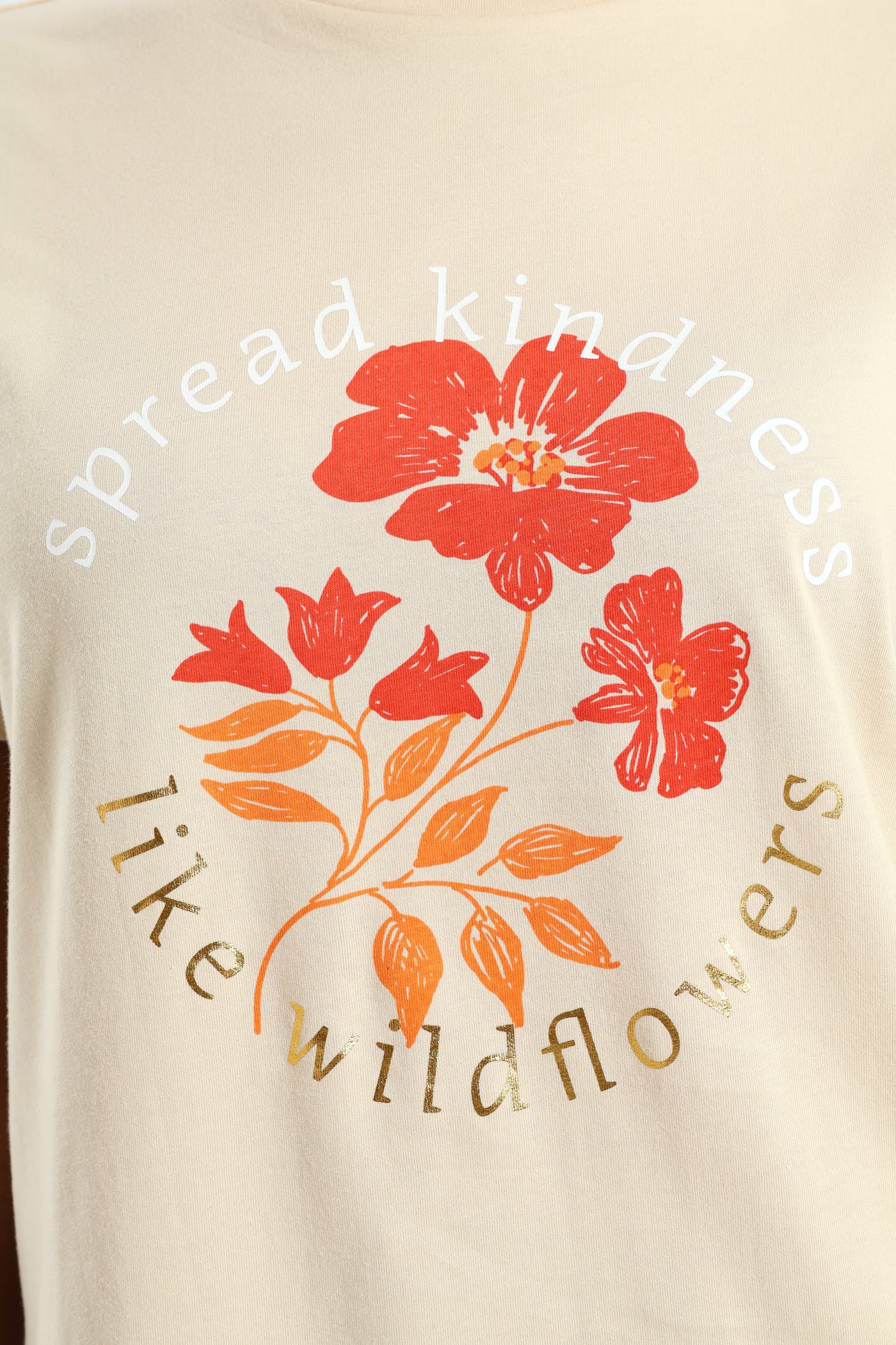 Spread Kindness Like Wildflowers Tee - Tan - Image 4