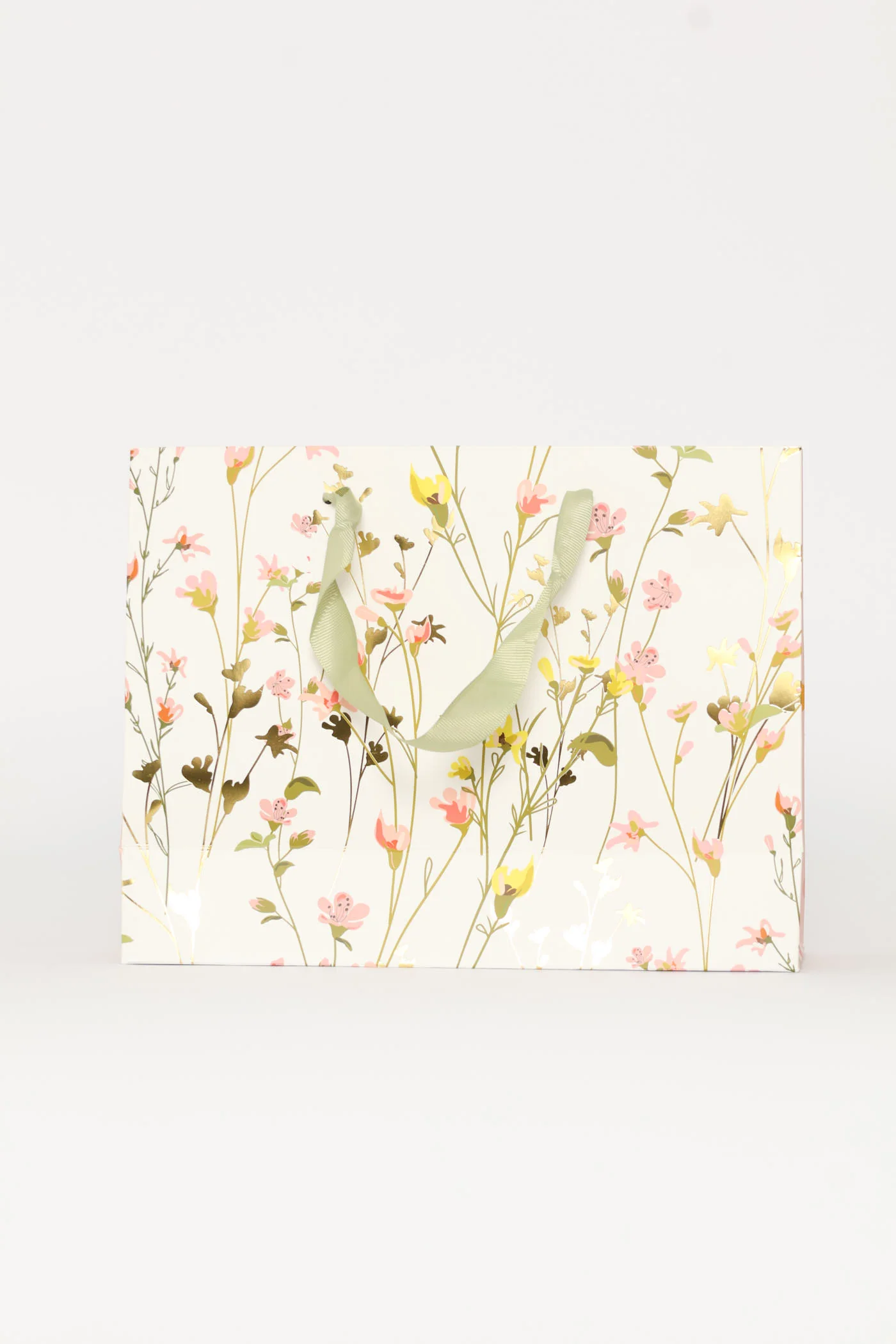 Spring Floral Polka Gold Foil Gift Bag - White - Image 4