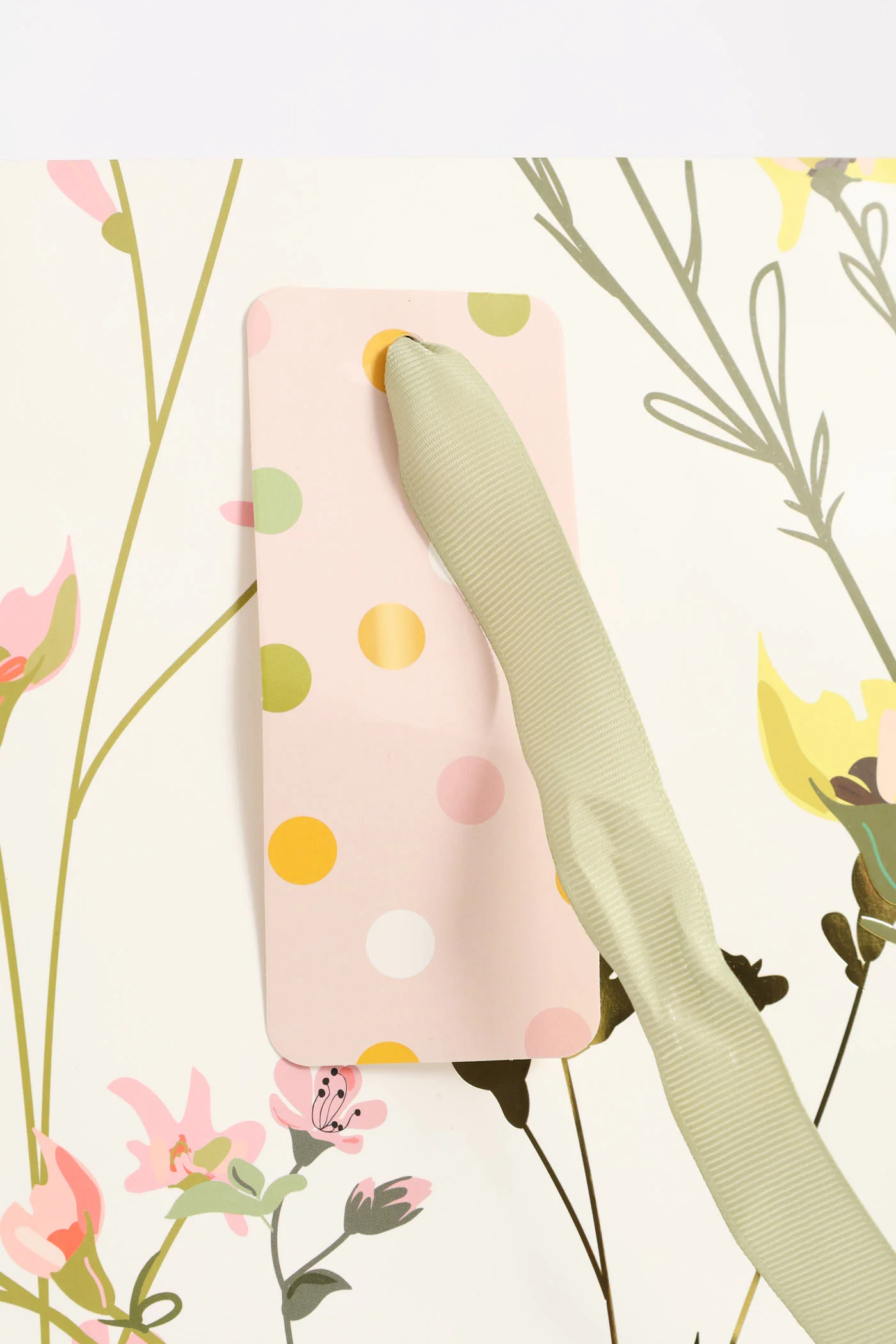 Spring Floral Polka Gold Foil Gift Bag - White - Image 3