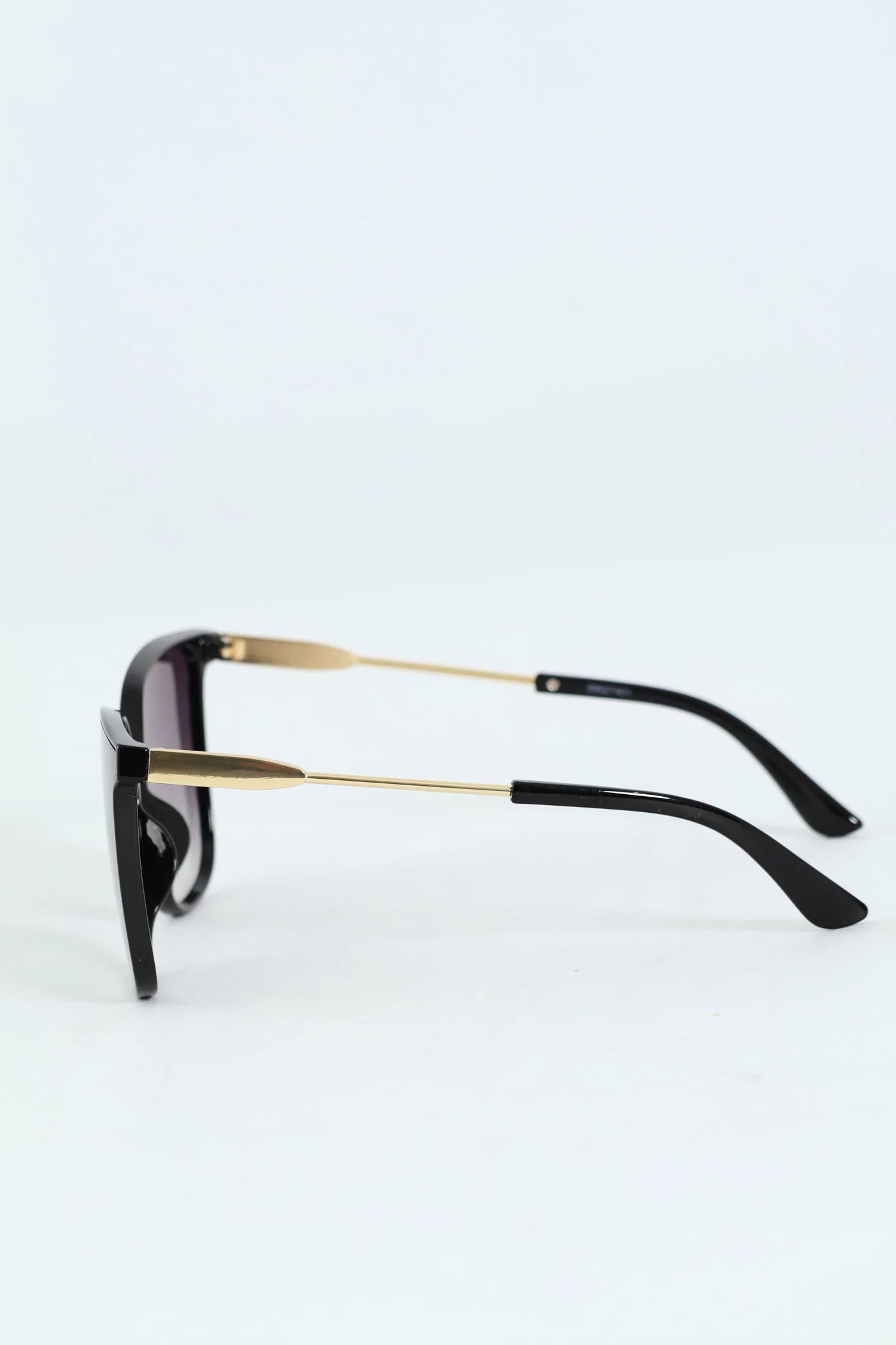 Square Cat Eye Gold Temple Smoke Gradient Sunglasses - Black - Image 3