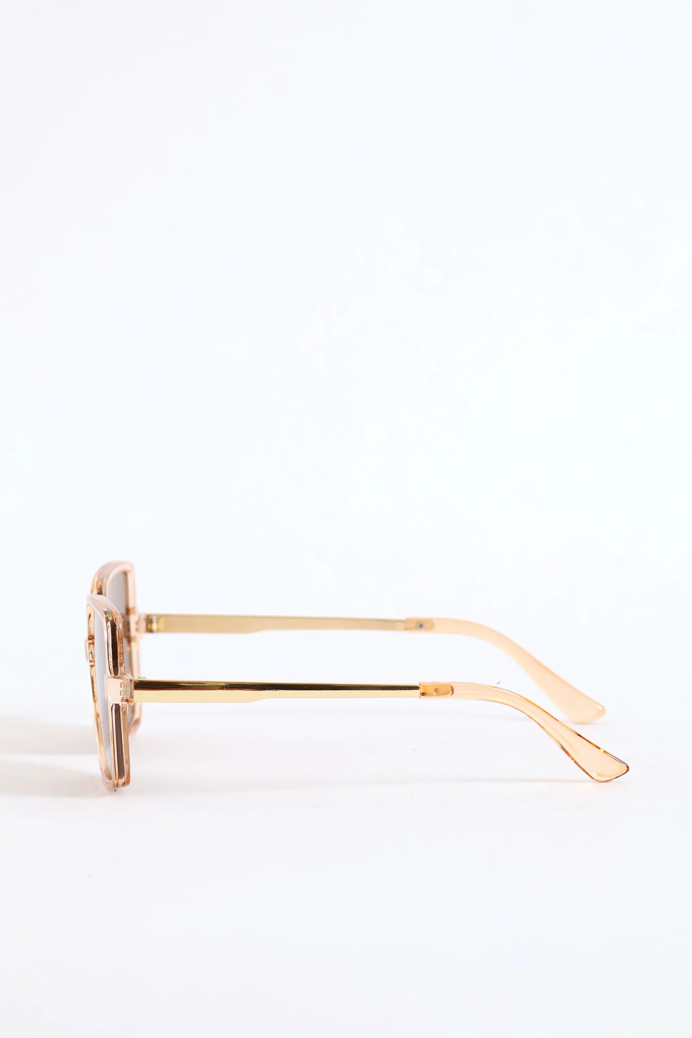 Square Crystal Frame Brown Lense Sunglasses - Light Brown - Image 3