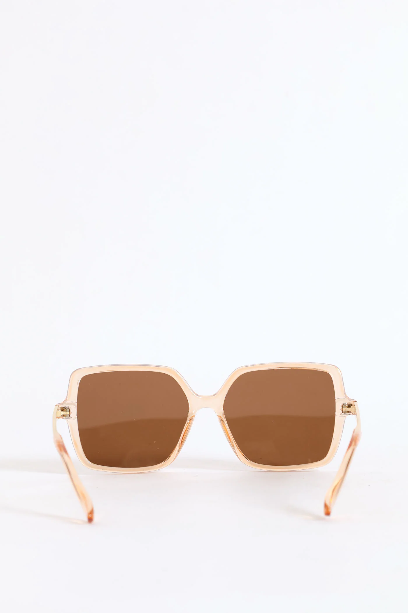 Square Crystal Frame Brown Lense Sunglasses - Light Brown - Image 4