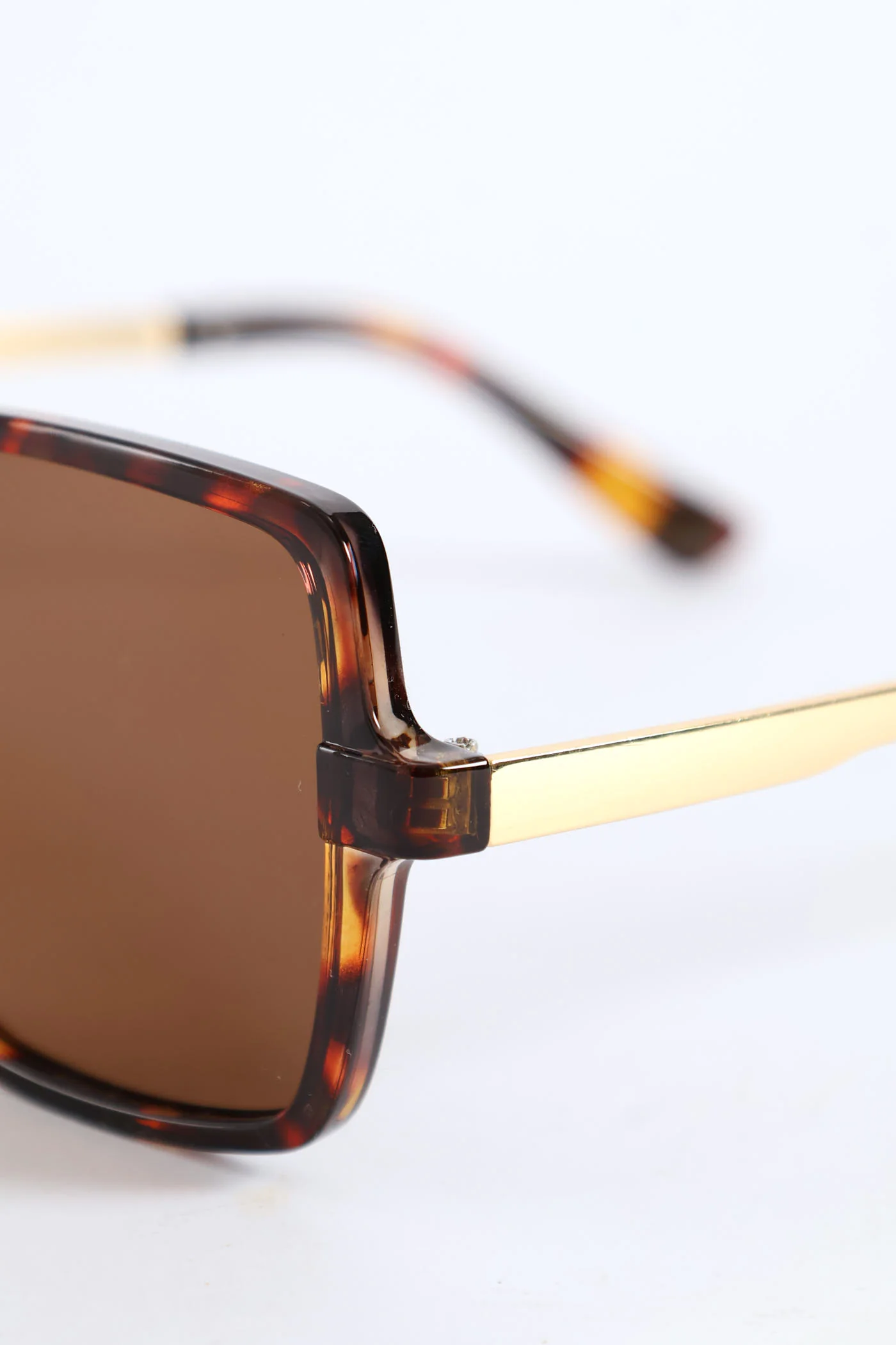 Square Frame Brown Lense Sunglasses - Tortoise - Image 2