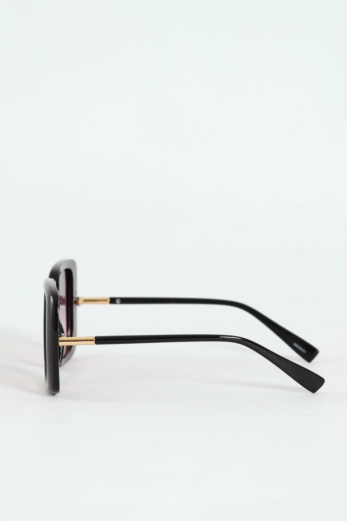 Square Frame Smokey Purple Lens Sunglasses - Black - Image 2