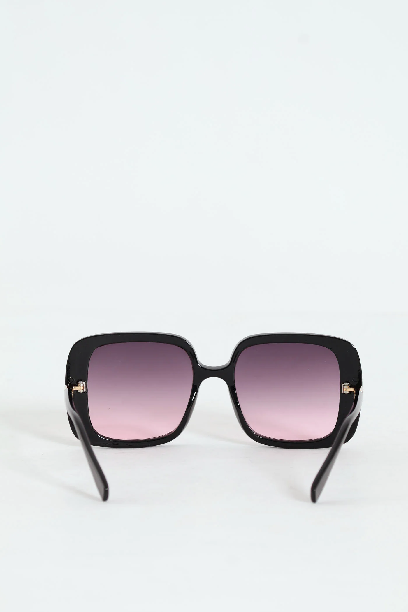 Square Frame Smokey Purple Lens Sunglasses - Black - Image 3
