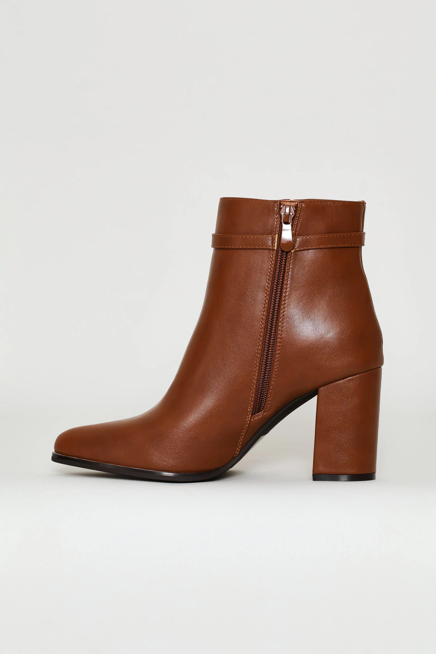 Square Heel Ankle Boot - Tan - Image 3
