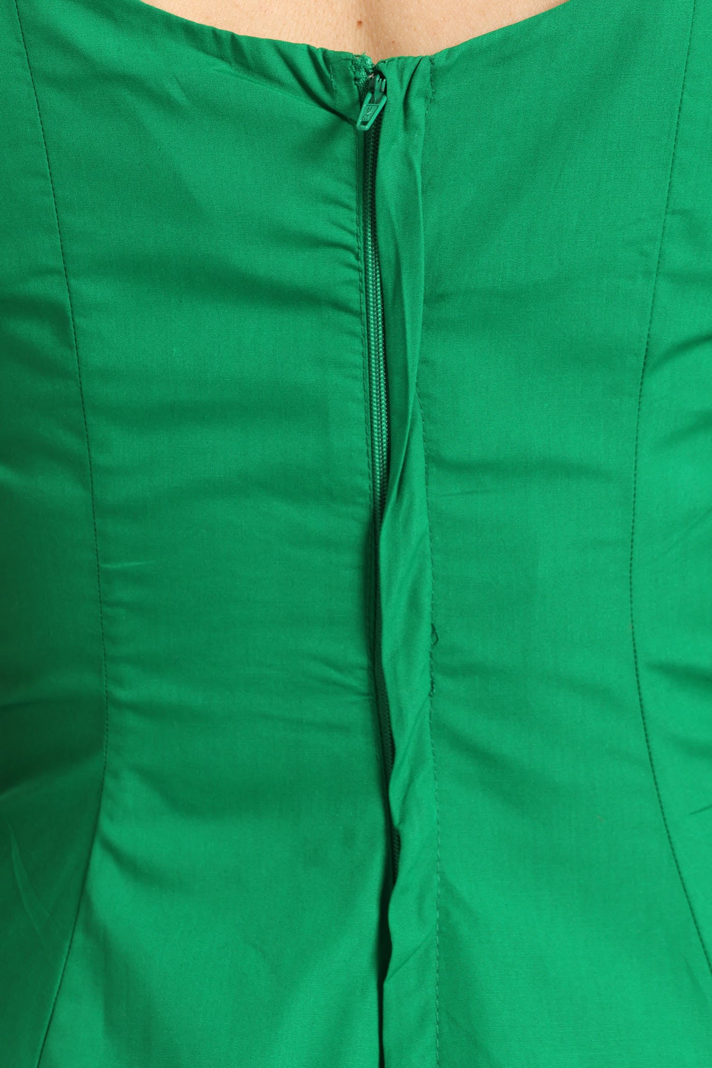 Square Neck Panelled Fit & Flare Midi Dress - Emerald - Image 5
