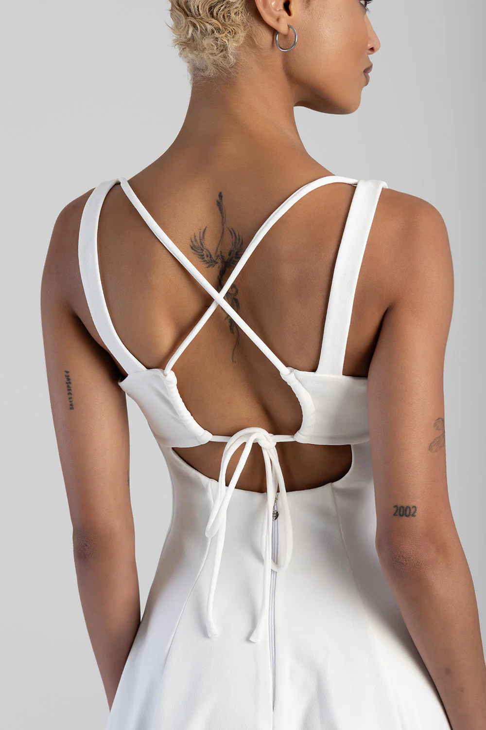 Square Neckline Fit And Flare Mini Dress - Off White - Image 2