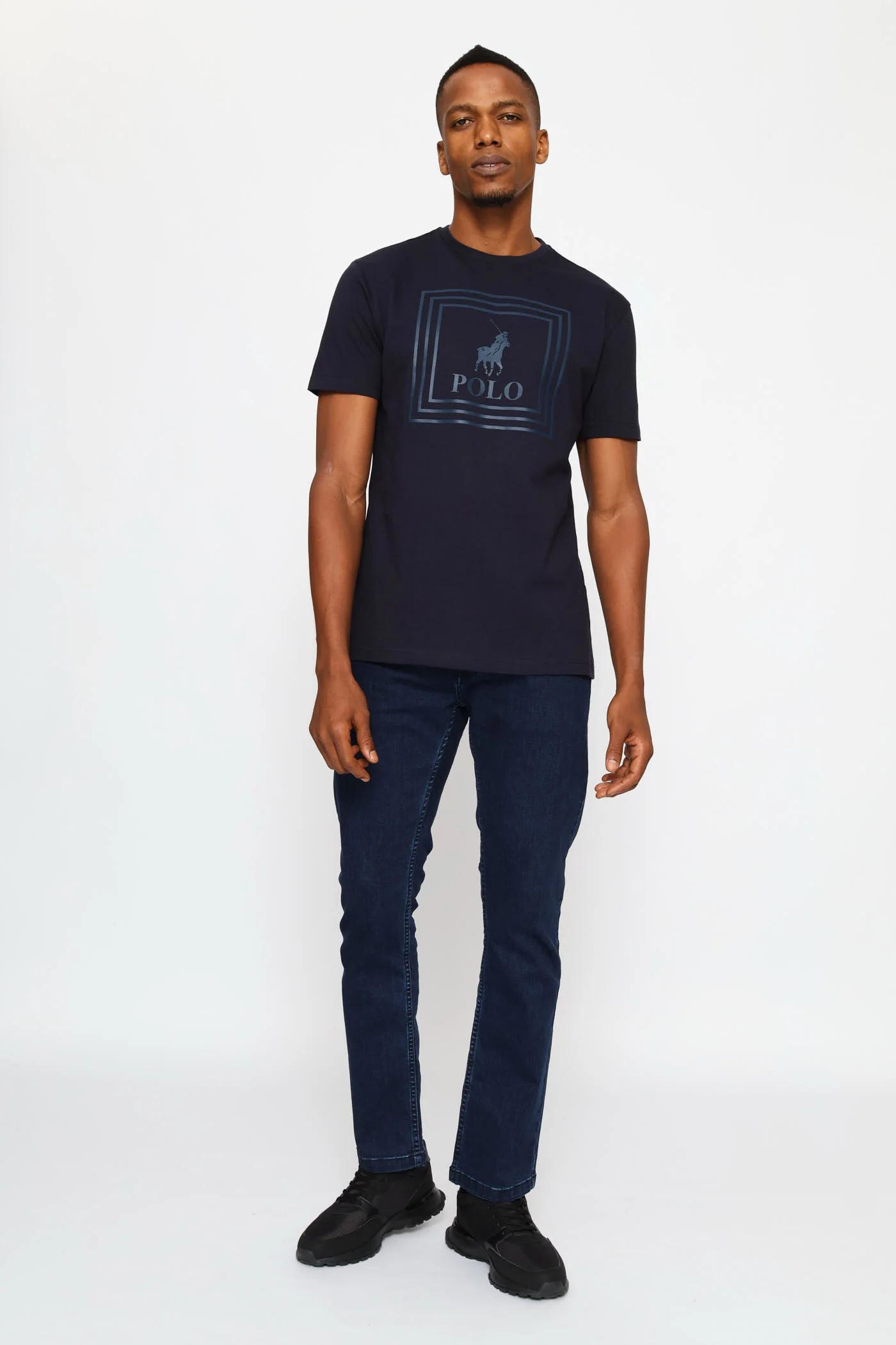 Square Pony Printed Tee - Navy - Image 5