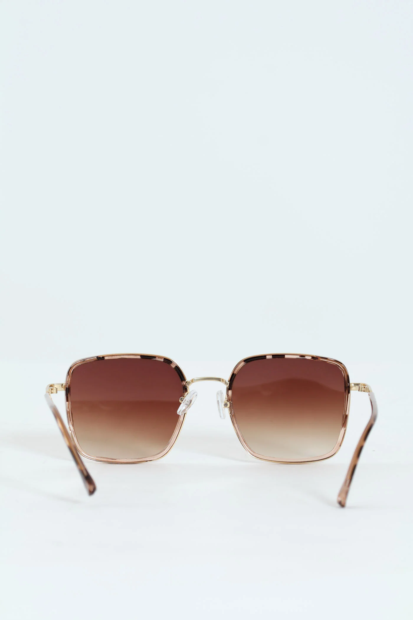 Square Smoke Lens Gold Temple Sunglasses - Light Grey - Image 4