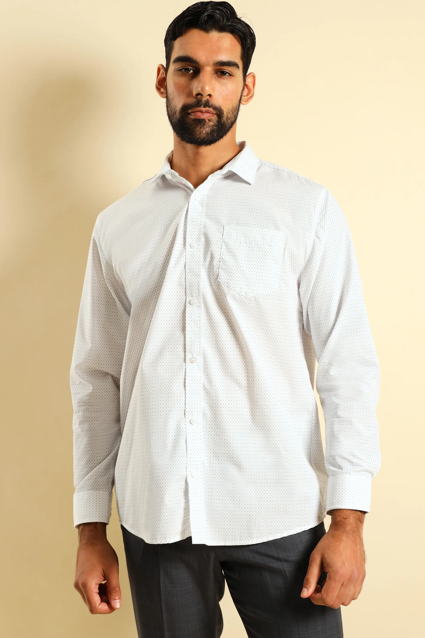Square Spot Shirt - White/Blue - Image 4