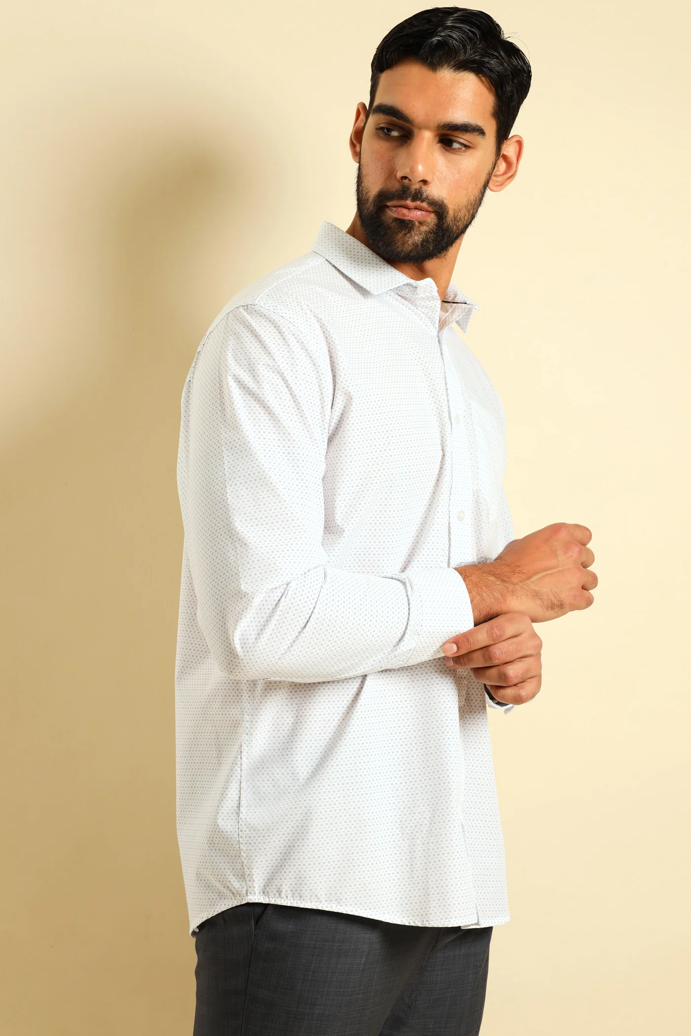 Square Spot Shirt - White/Blue - Image 5