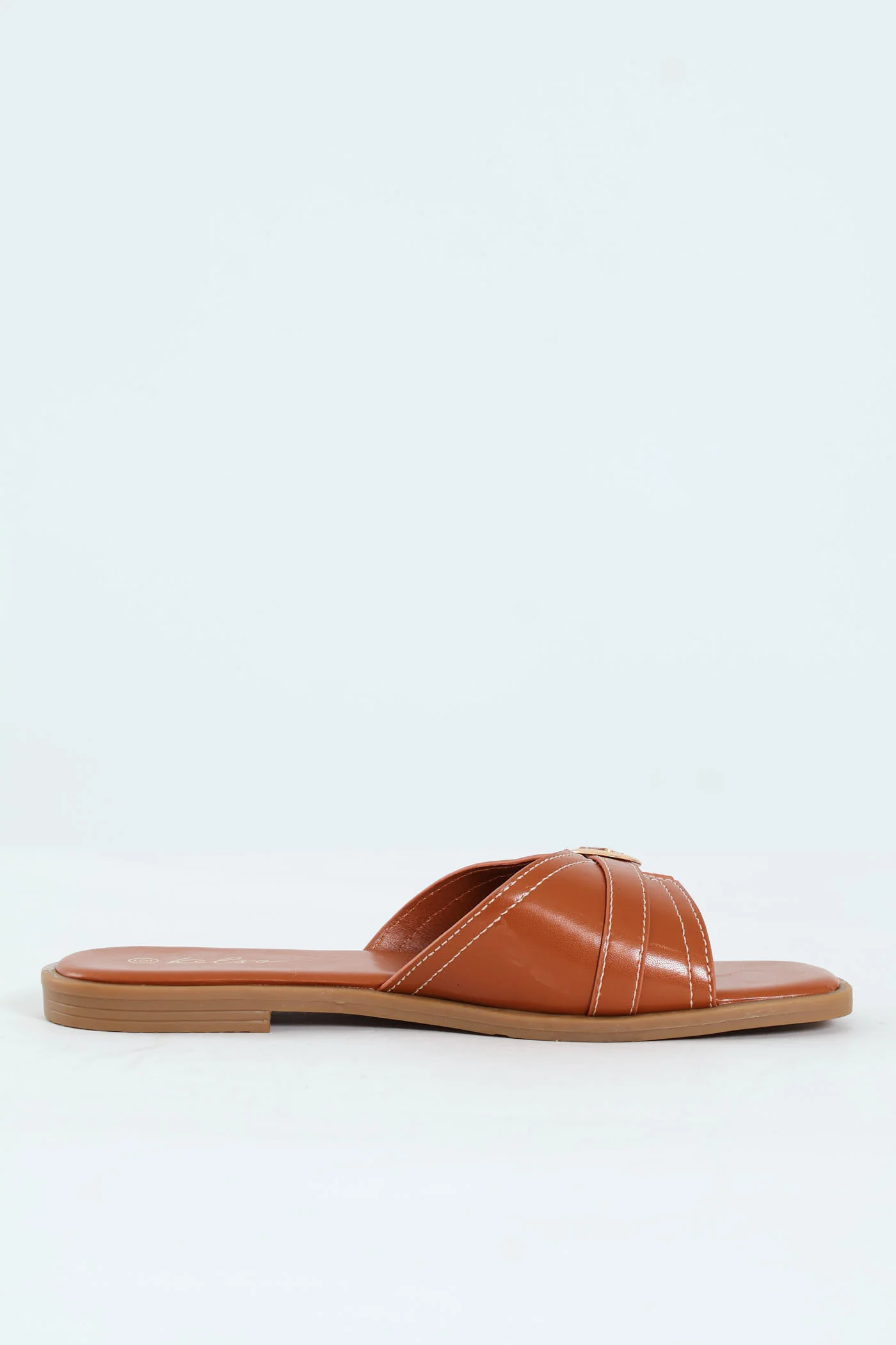 Square Toe Buckle Mule Sandal - Tan - Image 3