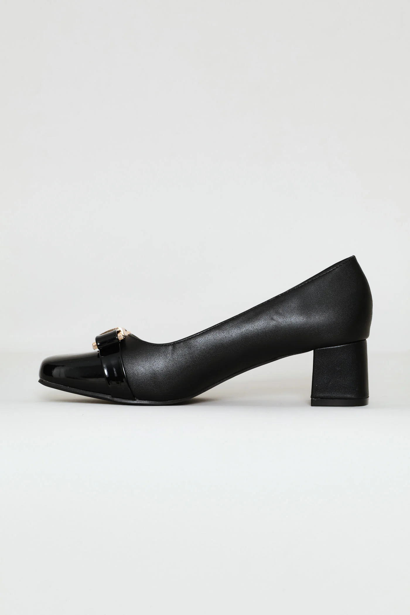 Square Toe Court Block Heel - Black - Image 4