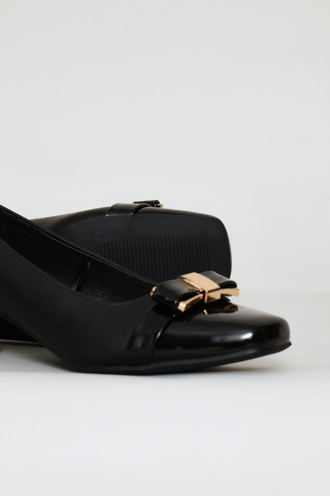 Square Toe Court Block Heel - Black - Image 6