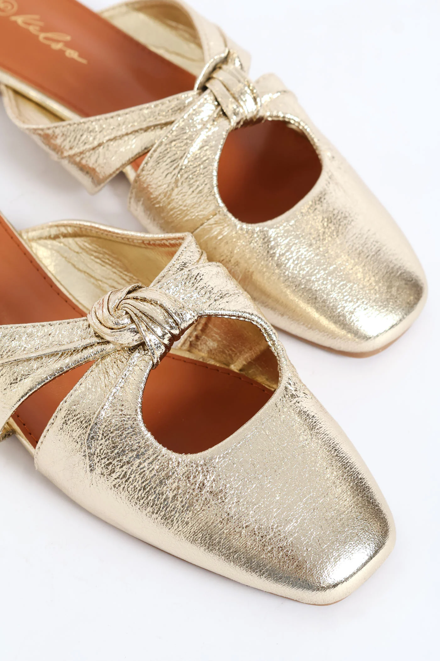 Square Toe Knotted Mule - Gold - Image 2