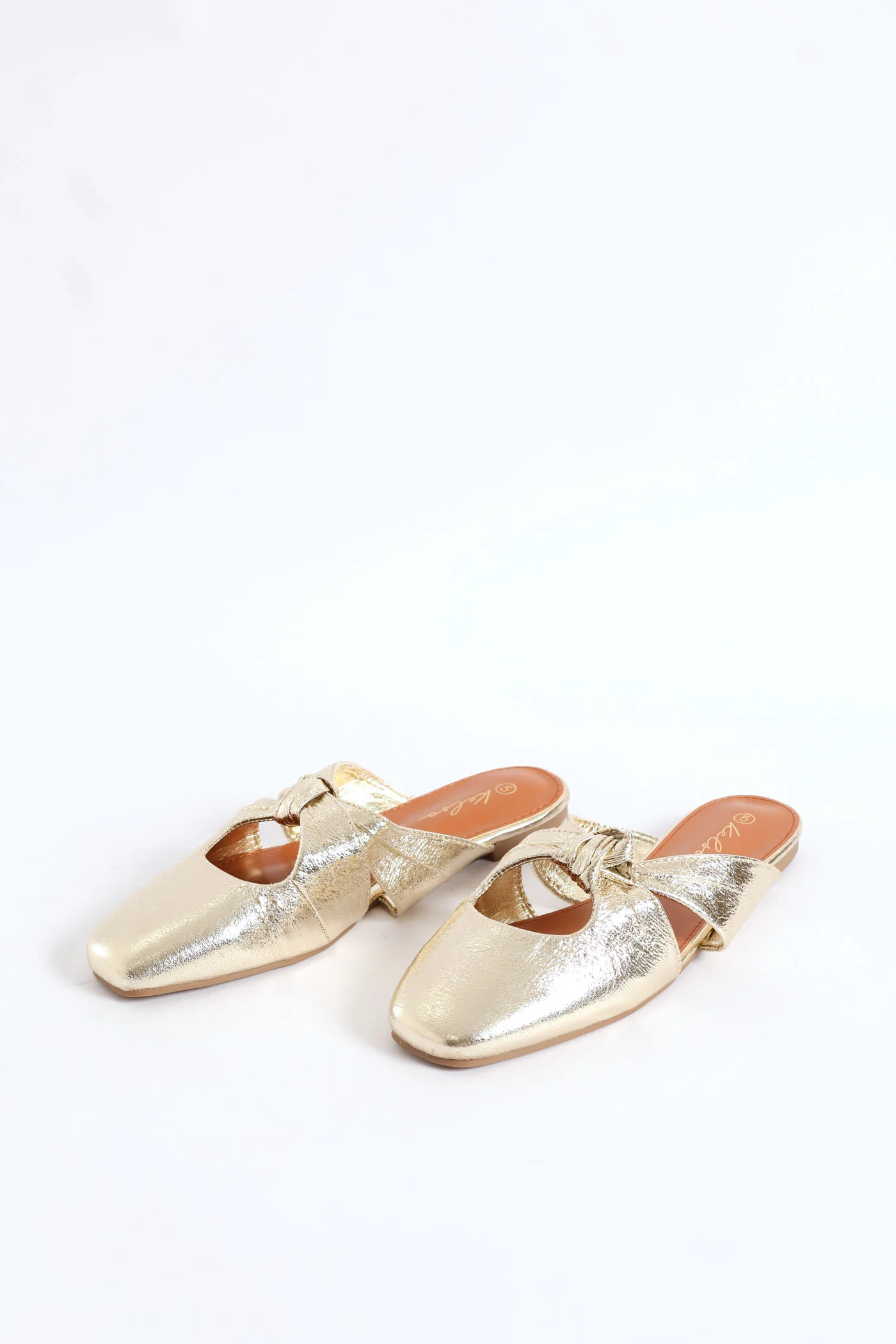 Square Toe Knotted Mule - Gold - Image 3