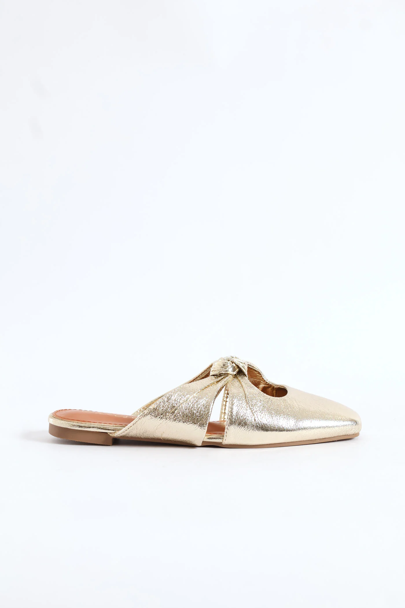 Square Toe Knotted Mule - Gold - Image 4