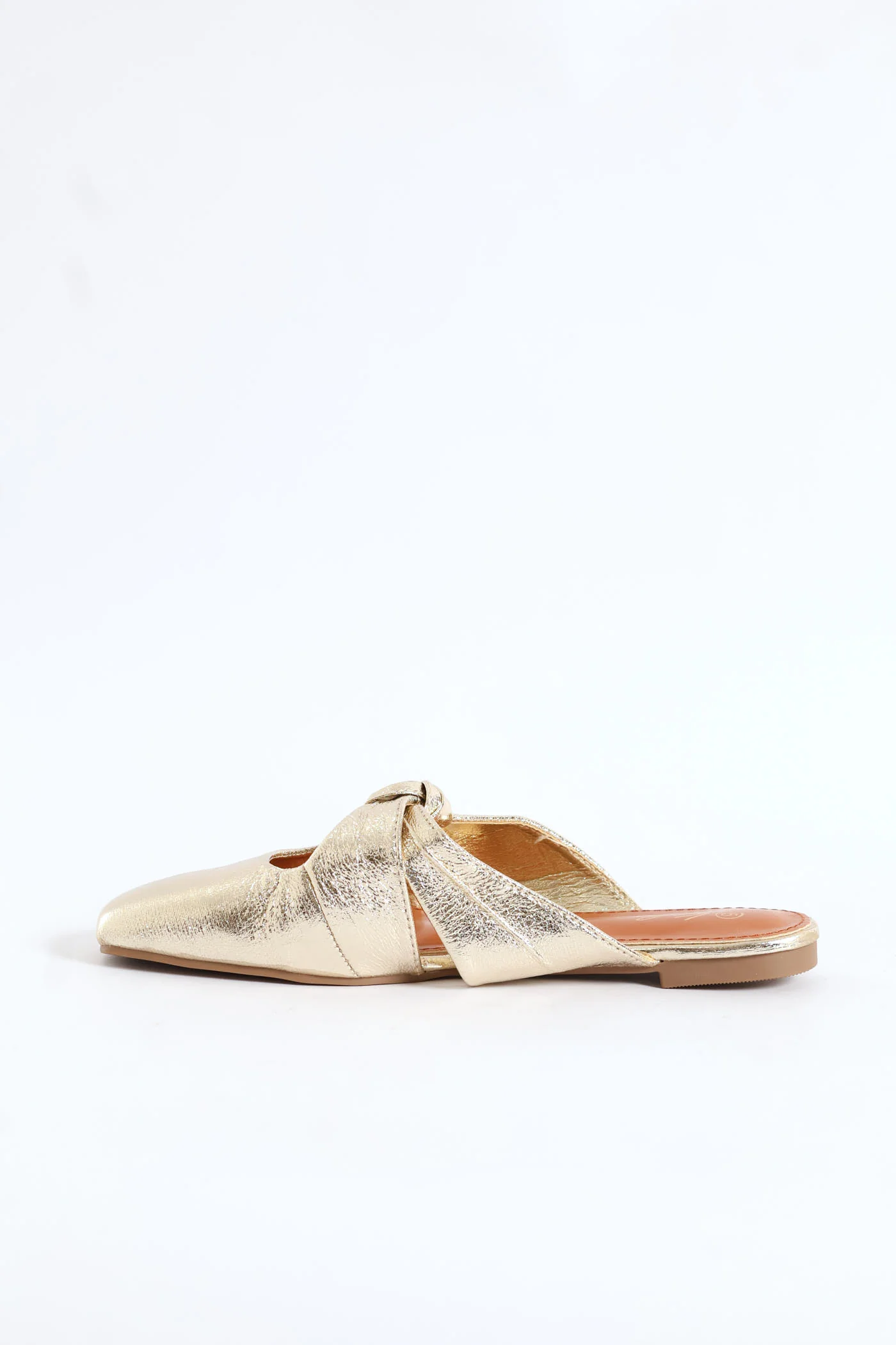 Square Toe Knotted Mule - Gold - Image 5